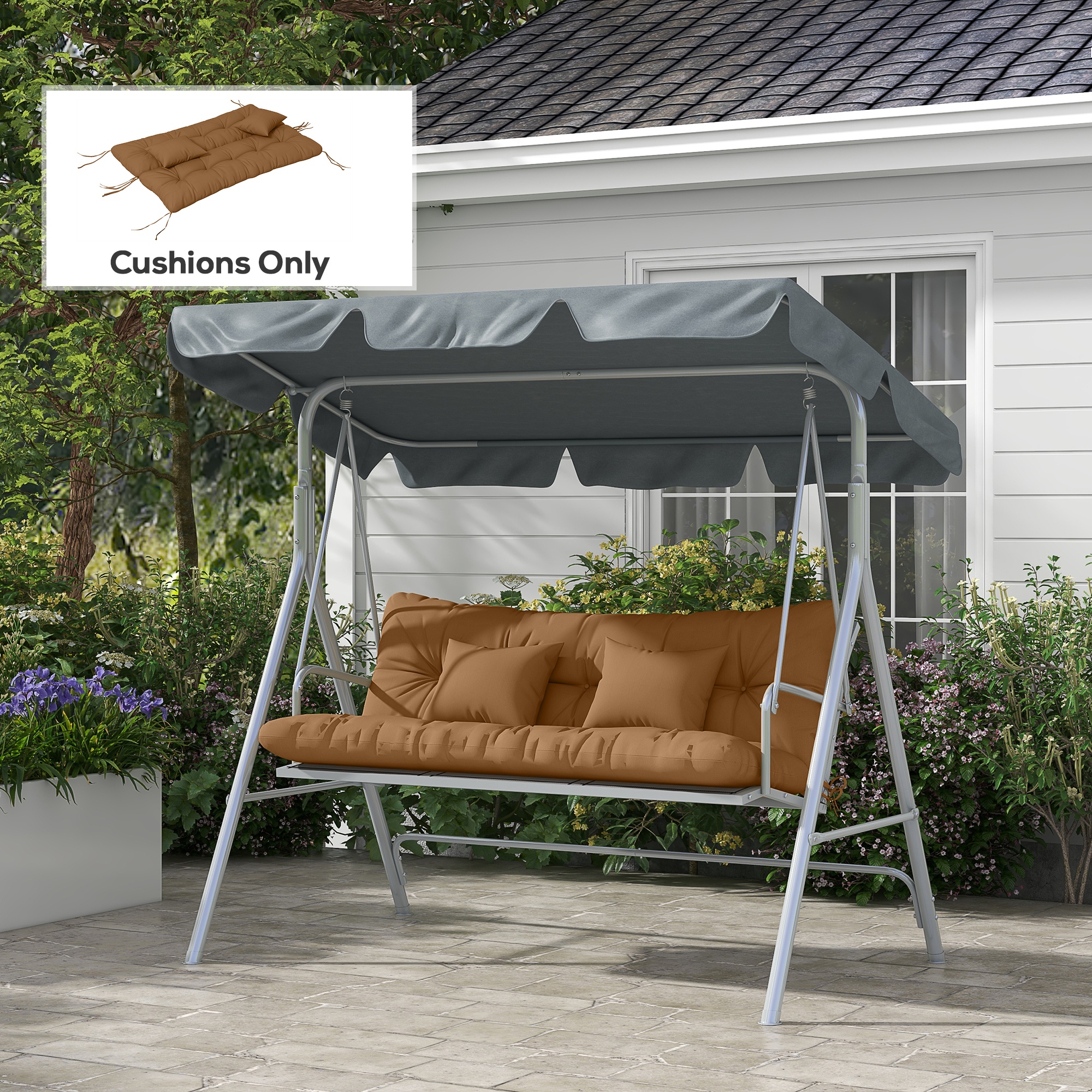 Outsunny 4-Piece Back and Seat Cushion Pillows Replacement and Pillows, Patio Chair Cushions Set with Ties, Tan Aosom Canada