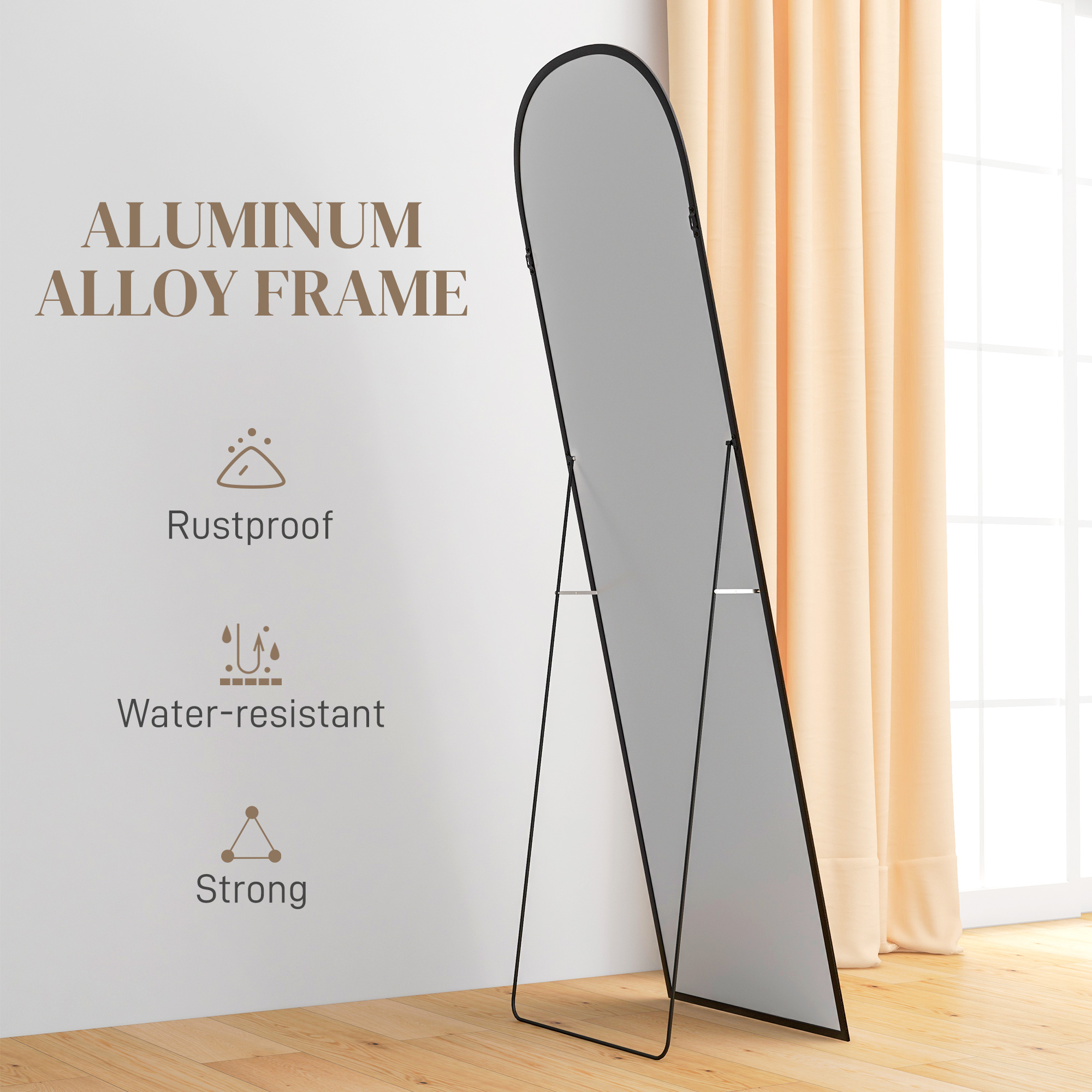 HOMCOM Arched Standing Mirror, 64