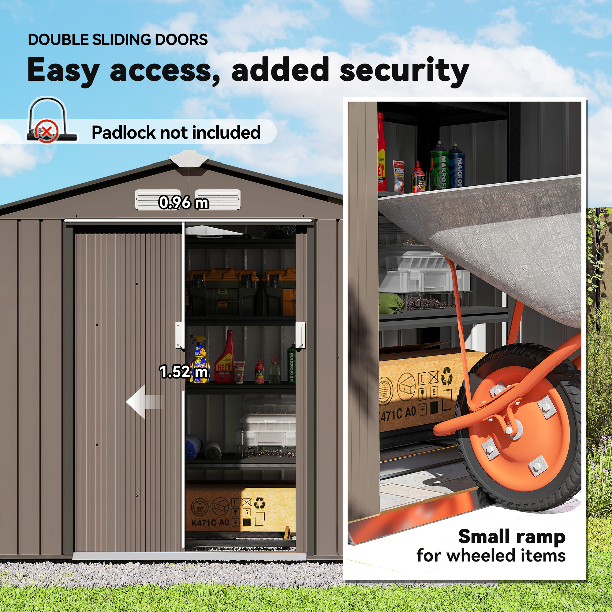 Outsunny 7' x 4' x 6' Garden Storage Shed Outdoor Patio Metal Tool