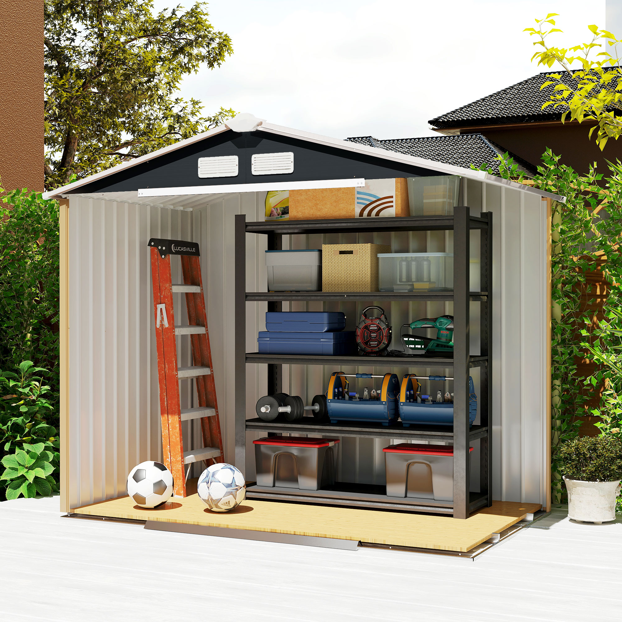Outsunny 7' x 4' Metal Storage Tool Shed Kit Spacious with