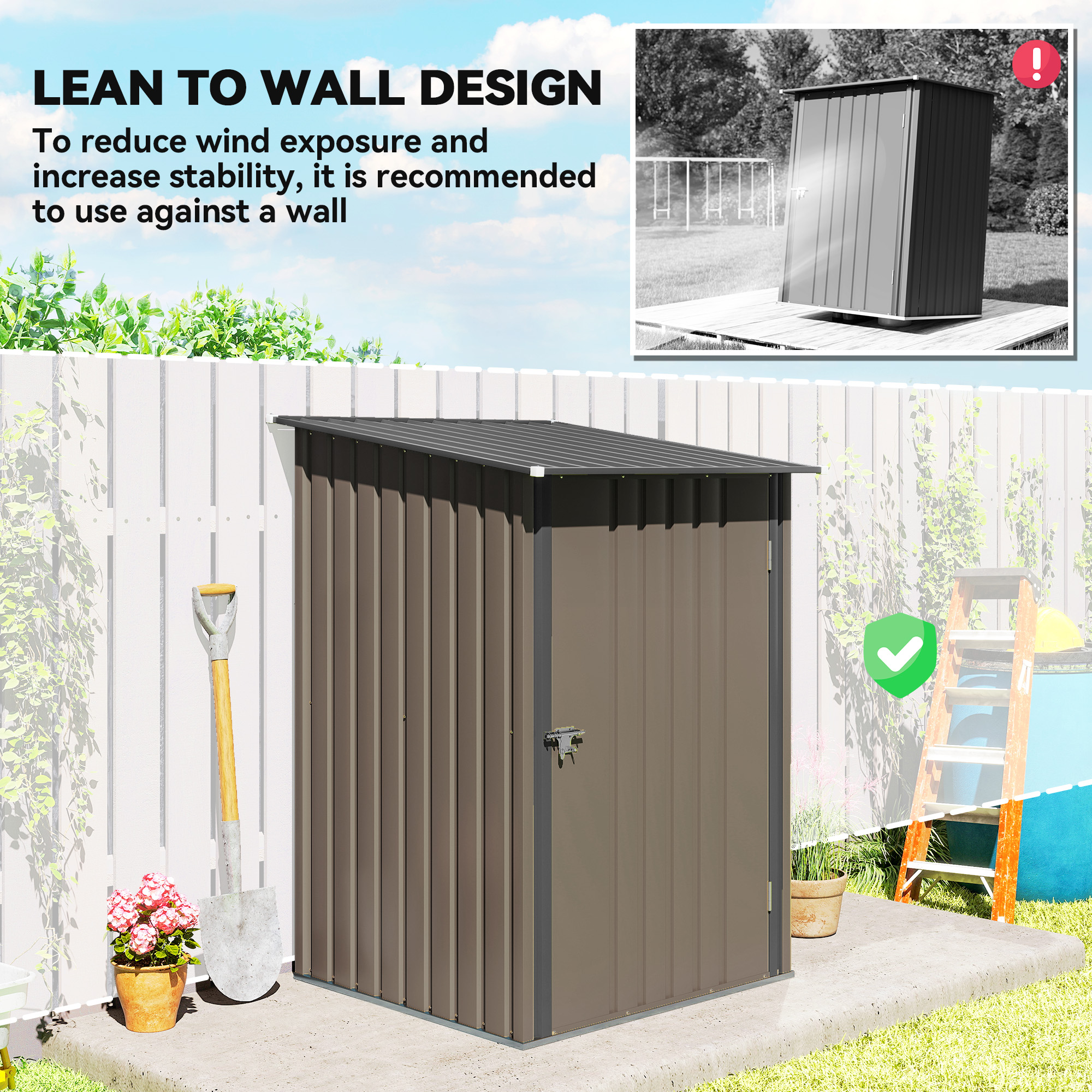 Outsunny Small Outdoor Storage Shed, Garden Tool Shed with