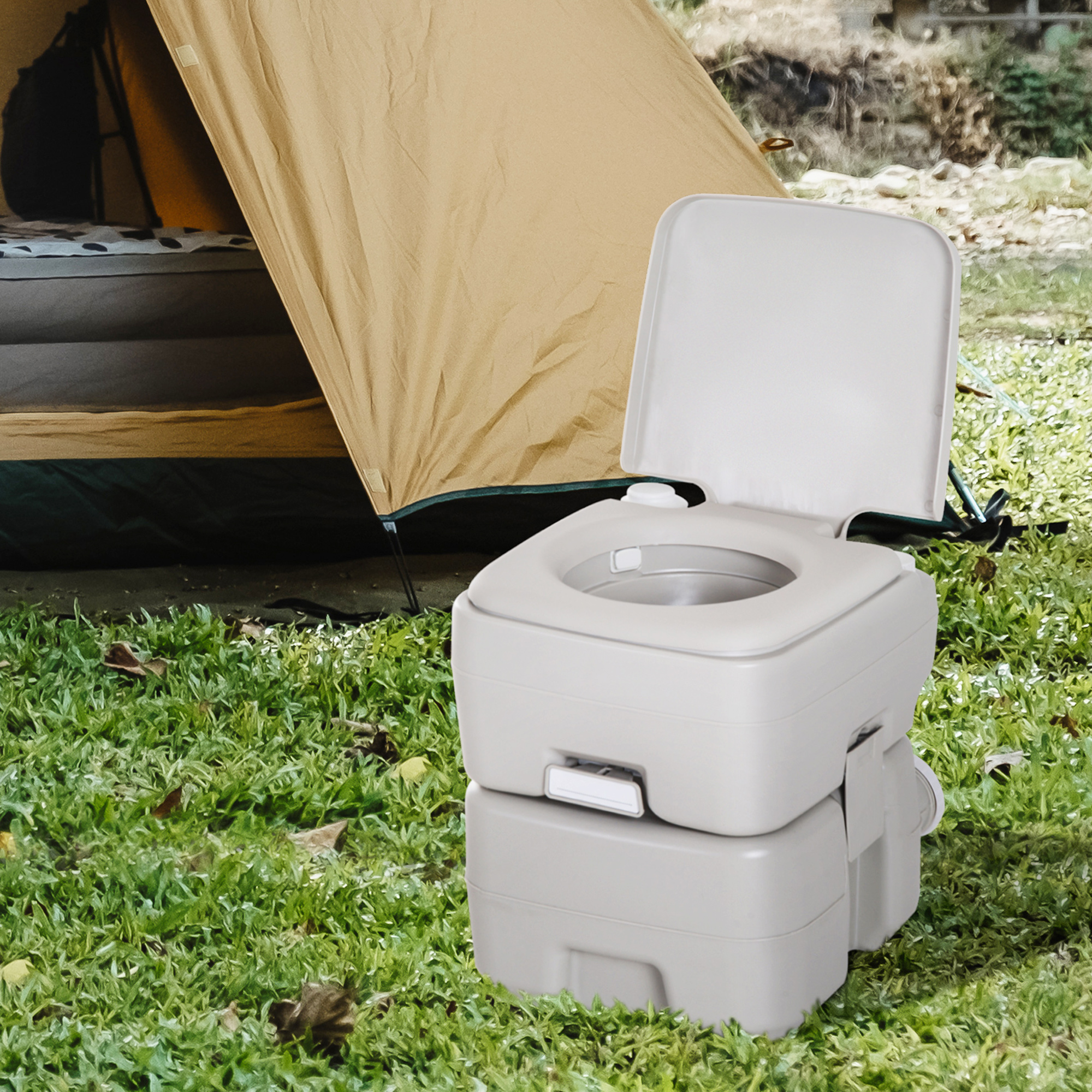 kleankin Outdoor Portable Travel Toilet Detachable Flushable Tank Easy to Use 3 Way Pistol for Camping Hiking Boating Roadtripping Aosom Canada