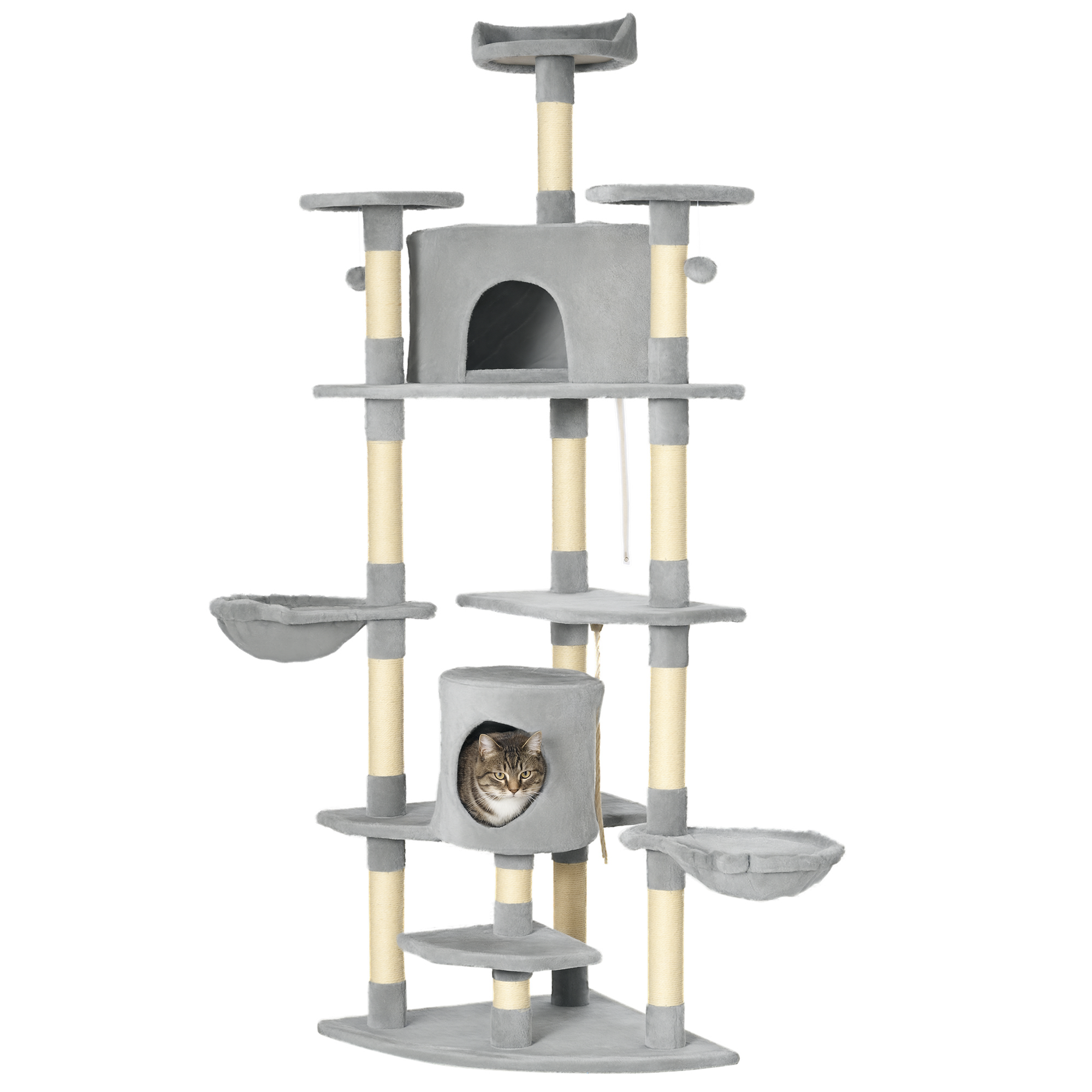 79" Scratching Kitten Tree Condo Kitten Scratch Activity Center Toys Lightweight Grey 1