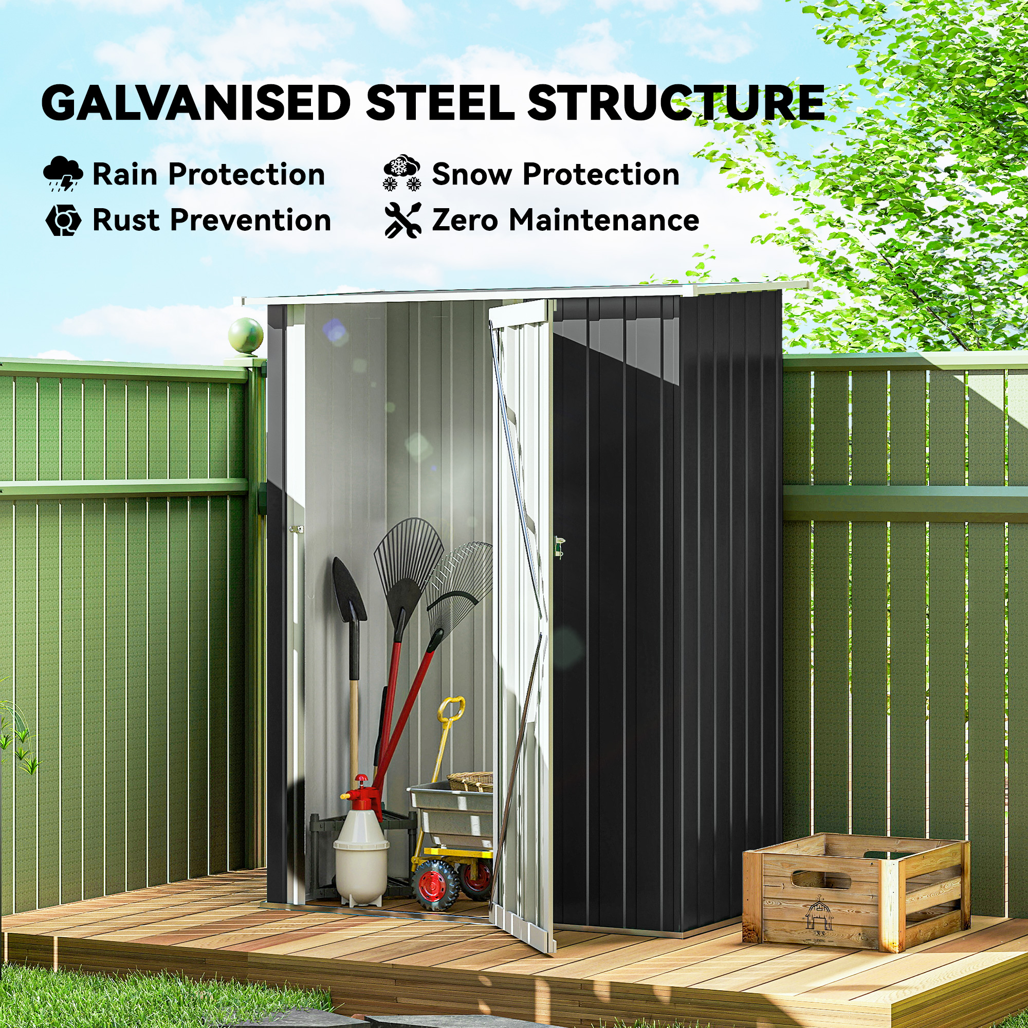 野又穫 standing still Outsunny 5 x 3ft Outdoor Storage Shed Metal Garden Shed