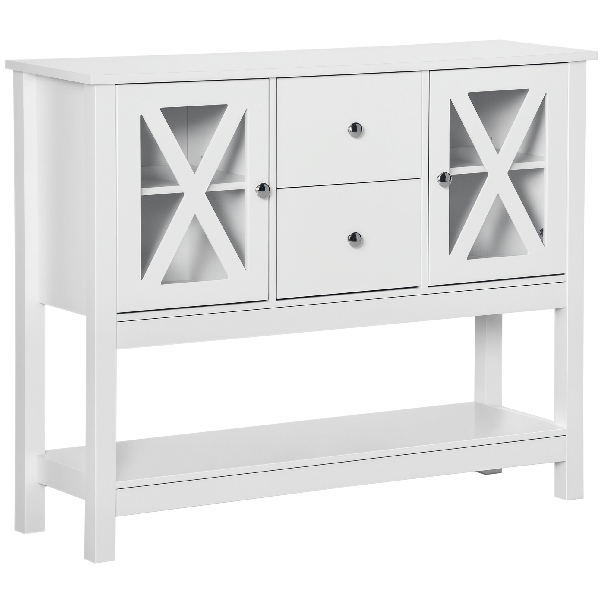 HOMCOM Sideboard Buffet Cabinet, Coffee Bar Cabinet with Storage Drawers and Glass Door for Kitchen, Living Room, Entryway, White