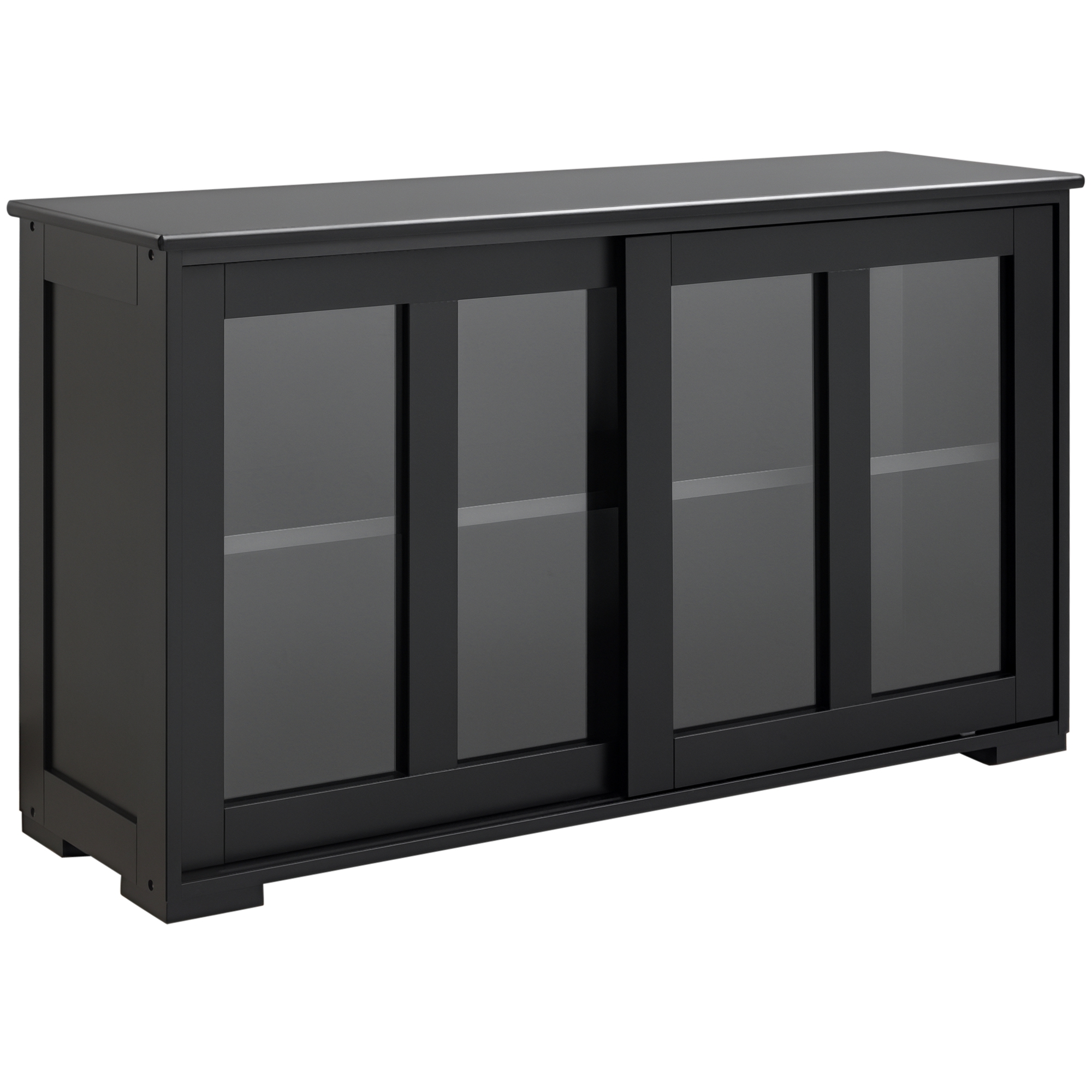 HOMCOM Sideboard Buffet Cabinet, Stackable Credenza, Coffee Bar Cabinet with Sliding Glass Door and Adjustable Shelf, Black