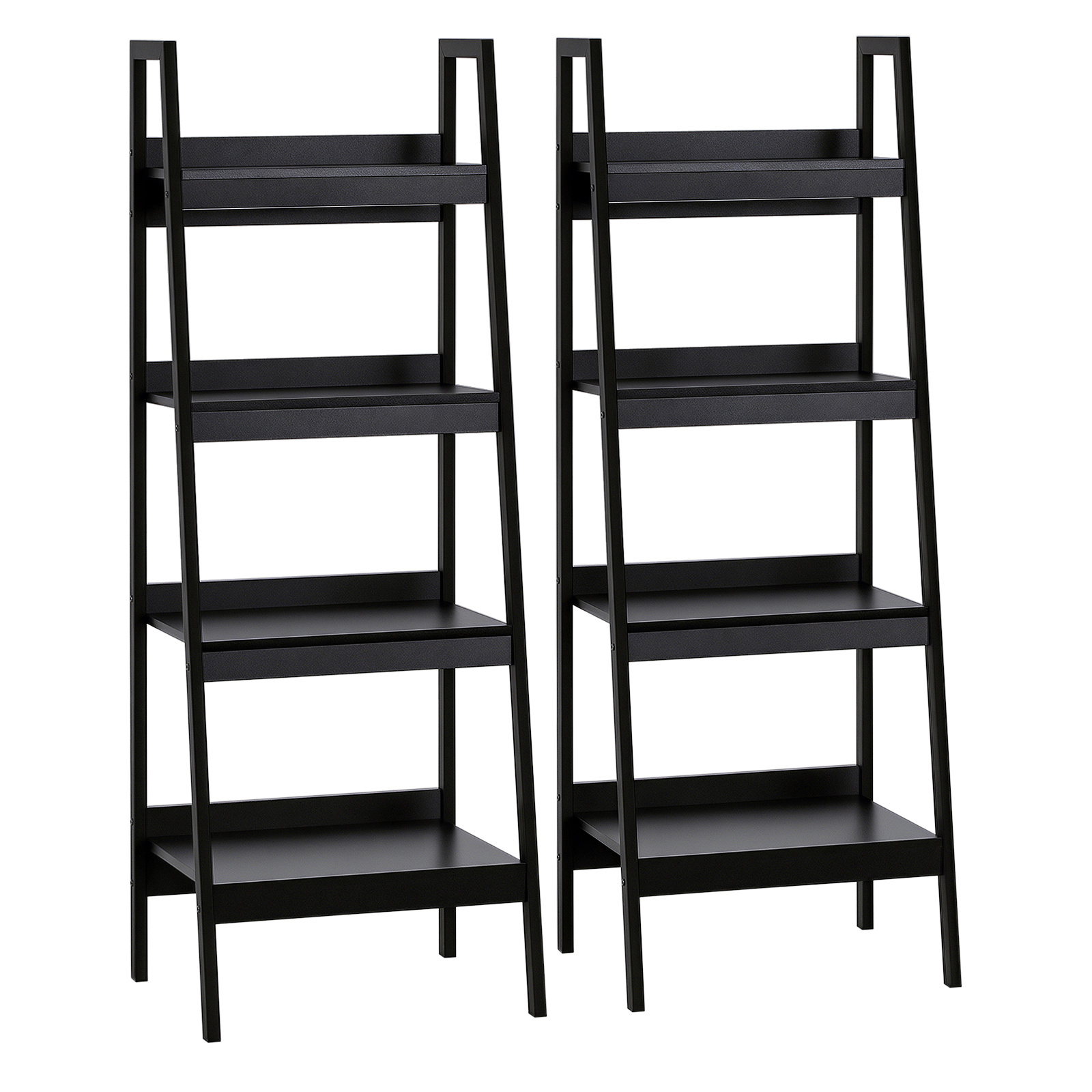 4 Tier Ladder Shelving Bookshelf, Set of 2, Multi-Use Display Holder, Organizer Shelving Unit Display Stand, Flower Greenery Stand, Home Workspace Furnishing, Black 1