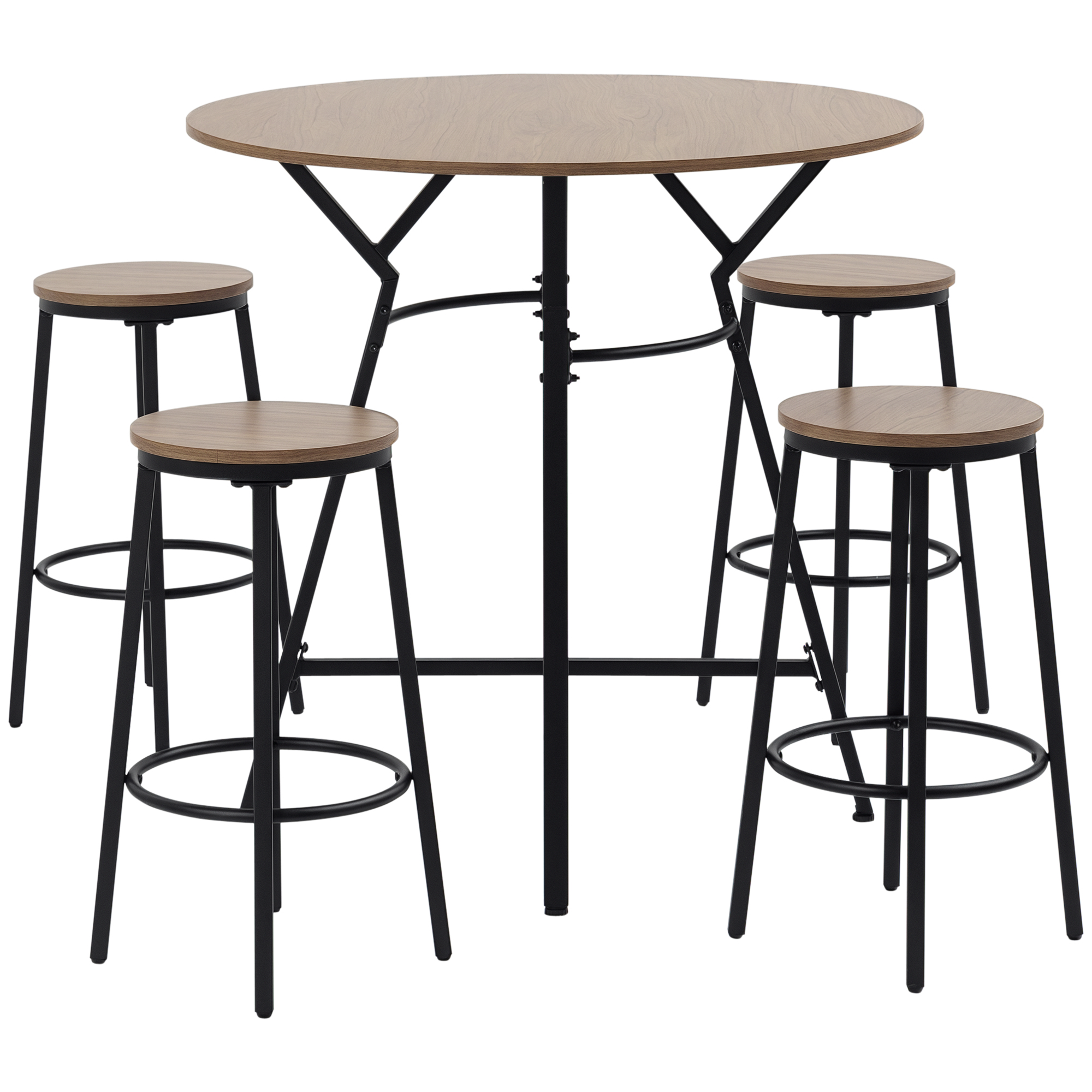 HOMCOM 5-Piece Bar Table and Chairs Set, Space Saving Dining Table & 4 Stools