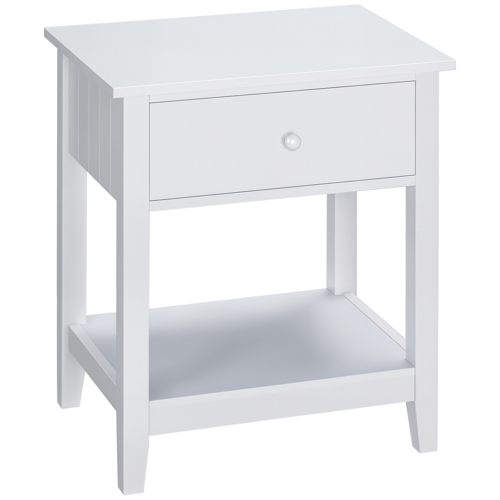 HOMCOM End Table, 2-tier Side Table with Drawer and Storage Shelf, Modern Side Table for Living Room, White