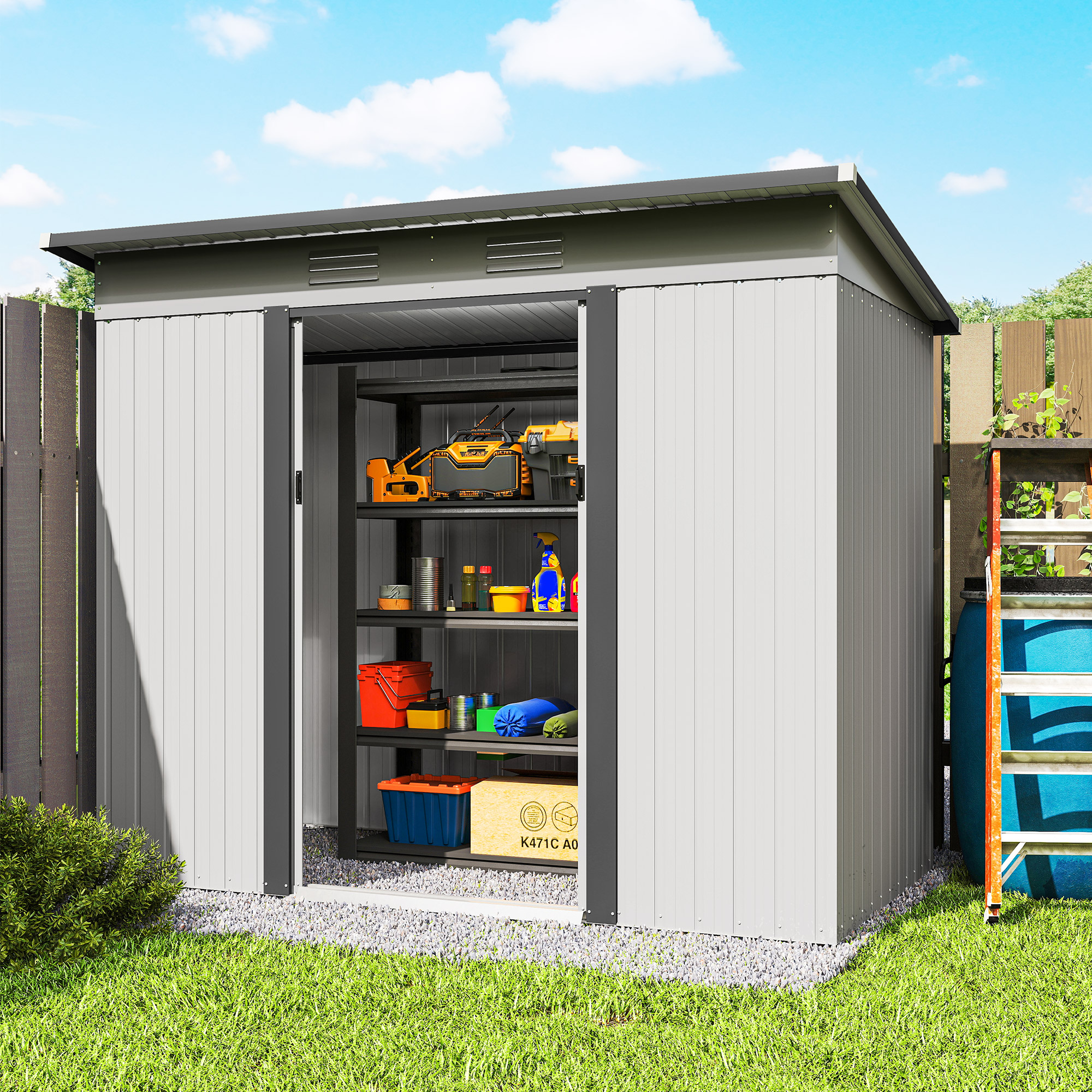 Outsunny 8' x 4' Metal Garden Shed, Backyard Tool Storage Shed