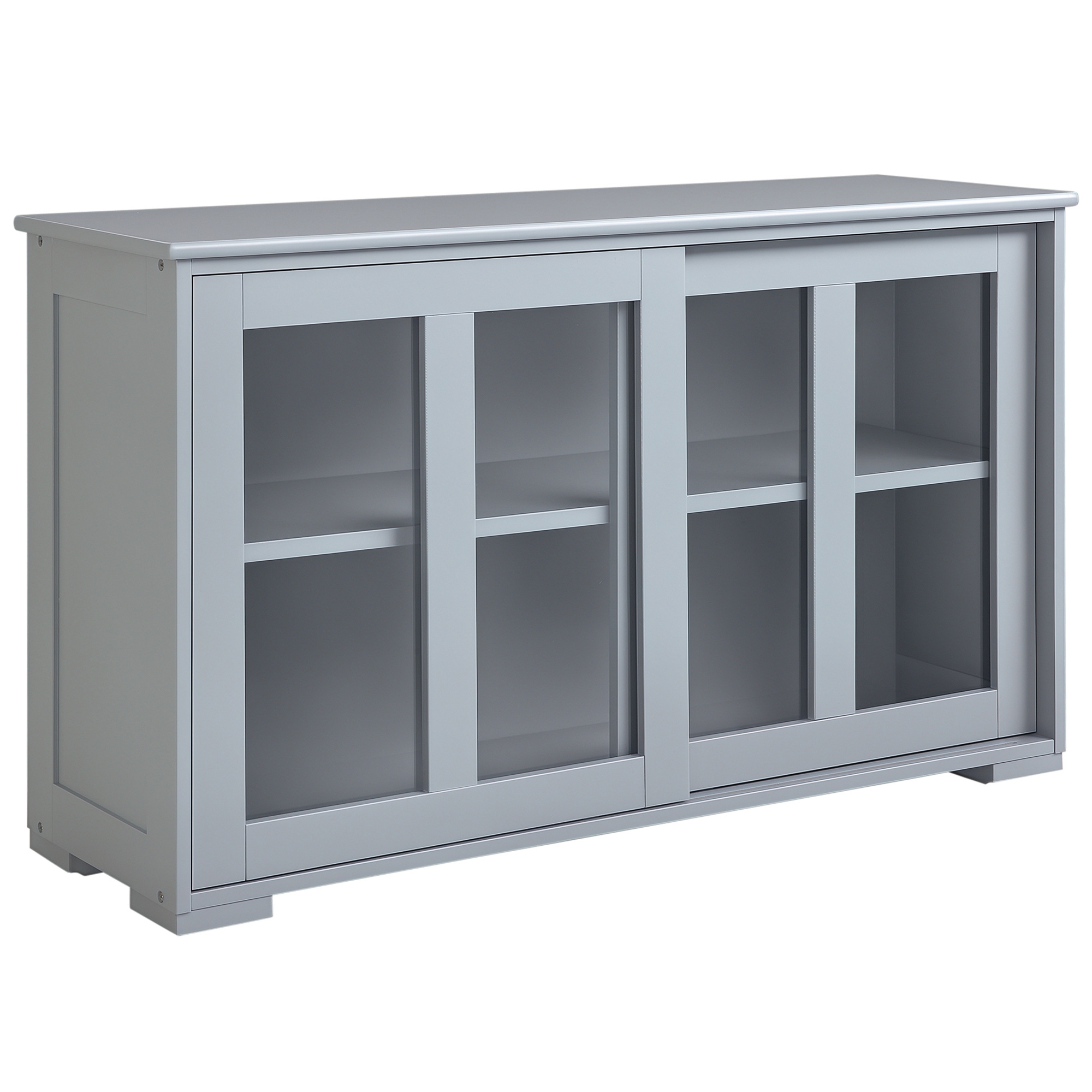 HOMCOM Sideboard Buffet Cabinet, Stackable Credenza, Coffee Bar Cabinet with Sliding Glass Door and Adjustable Shelf, Gray