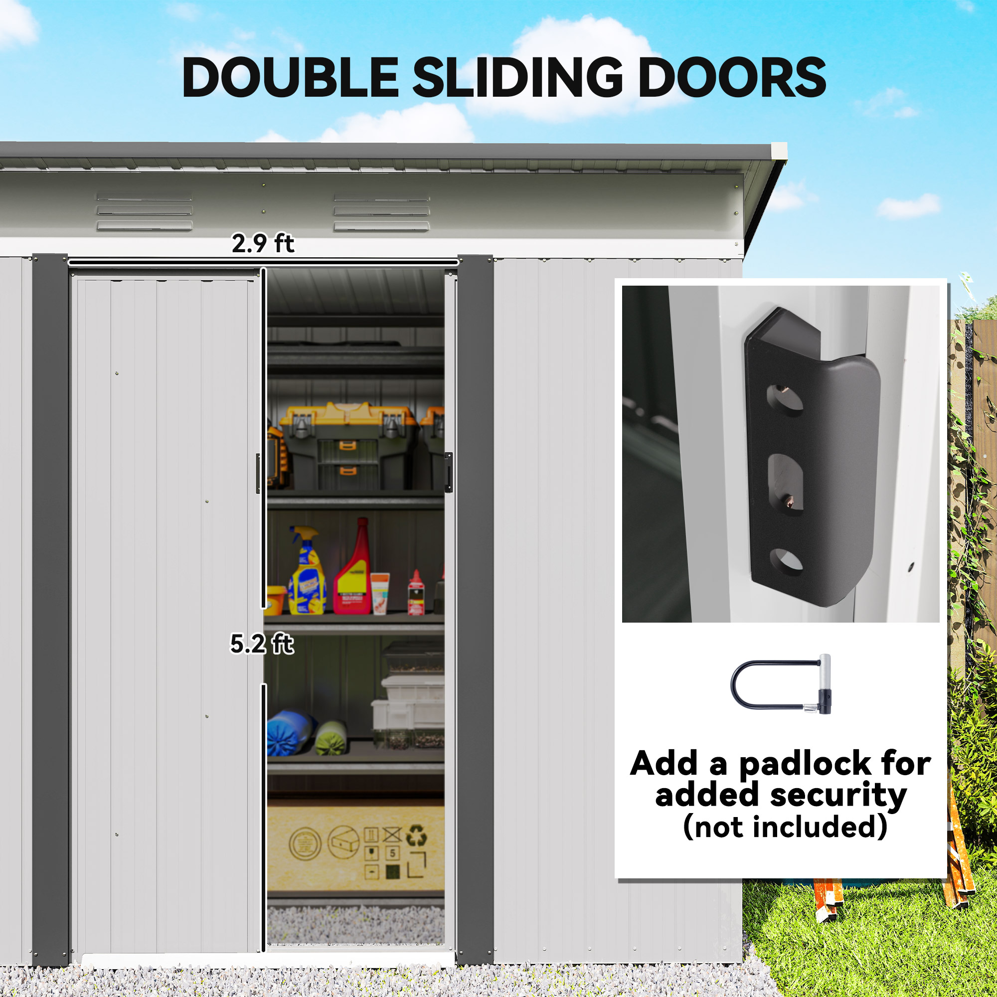 Outsunny 8' x 4' Metal Garden Shed, Backyard Tool Storage Shed