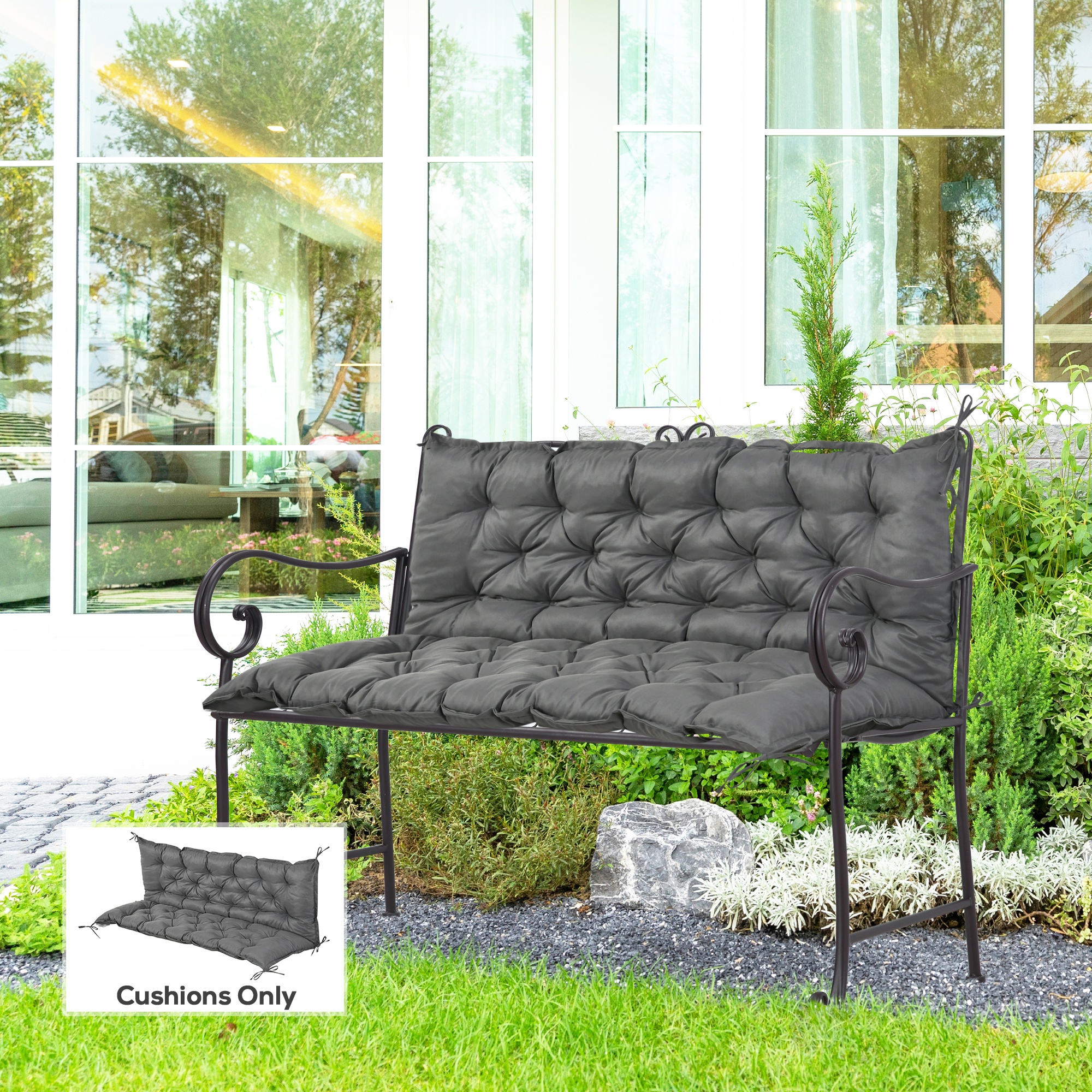 Furniture Bench And Chair Cushion Set Outsunny Patio Bench