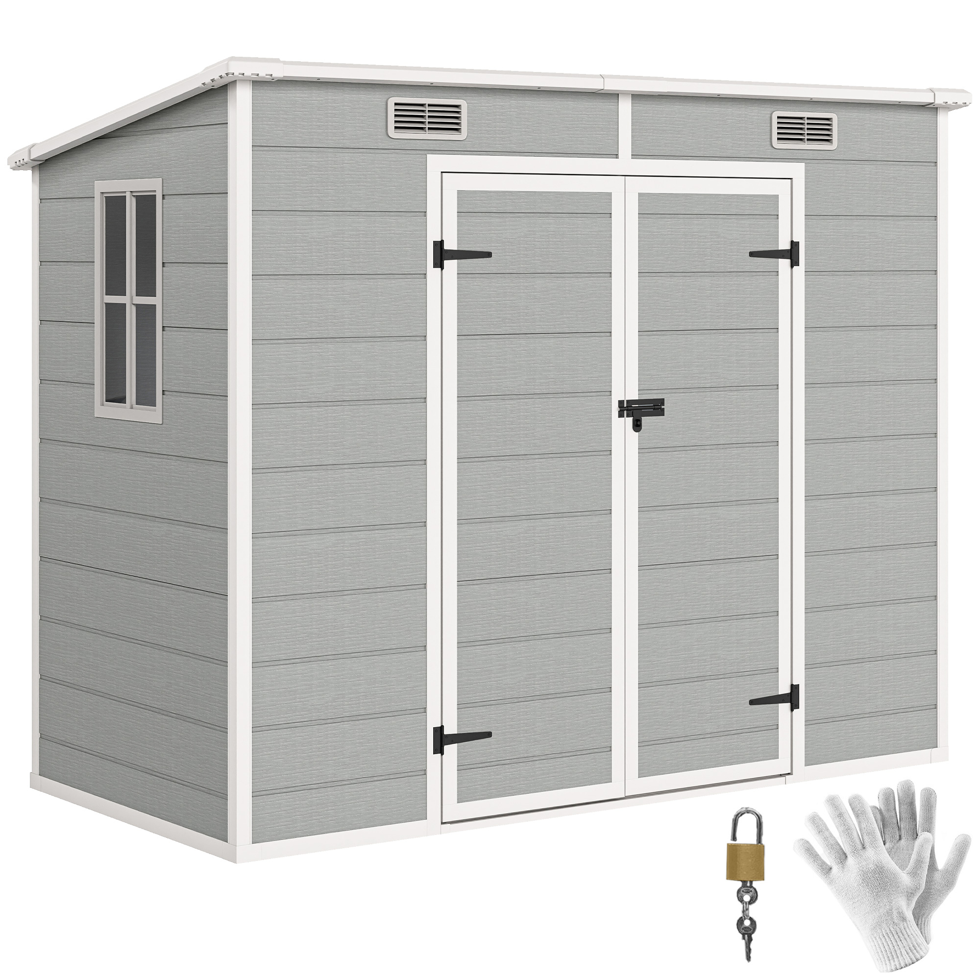 オバマイヤースノーウェアM(10ー12)140 OBERMEYER 白/グレー Outsunny 8' x 4' Resin Outdoor Storage Shed with Floor, Window