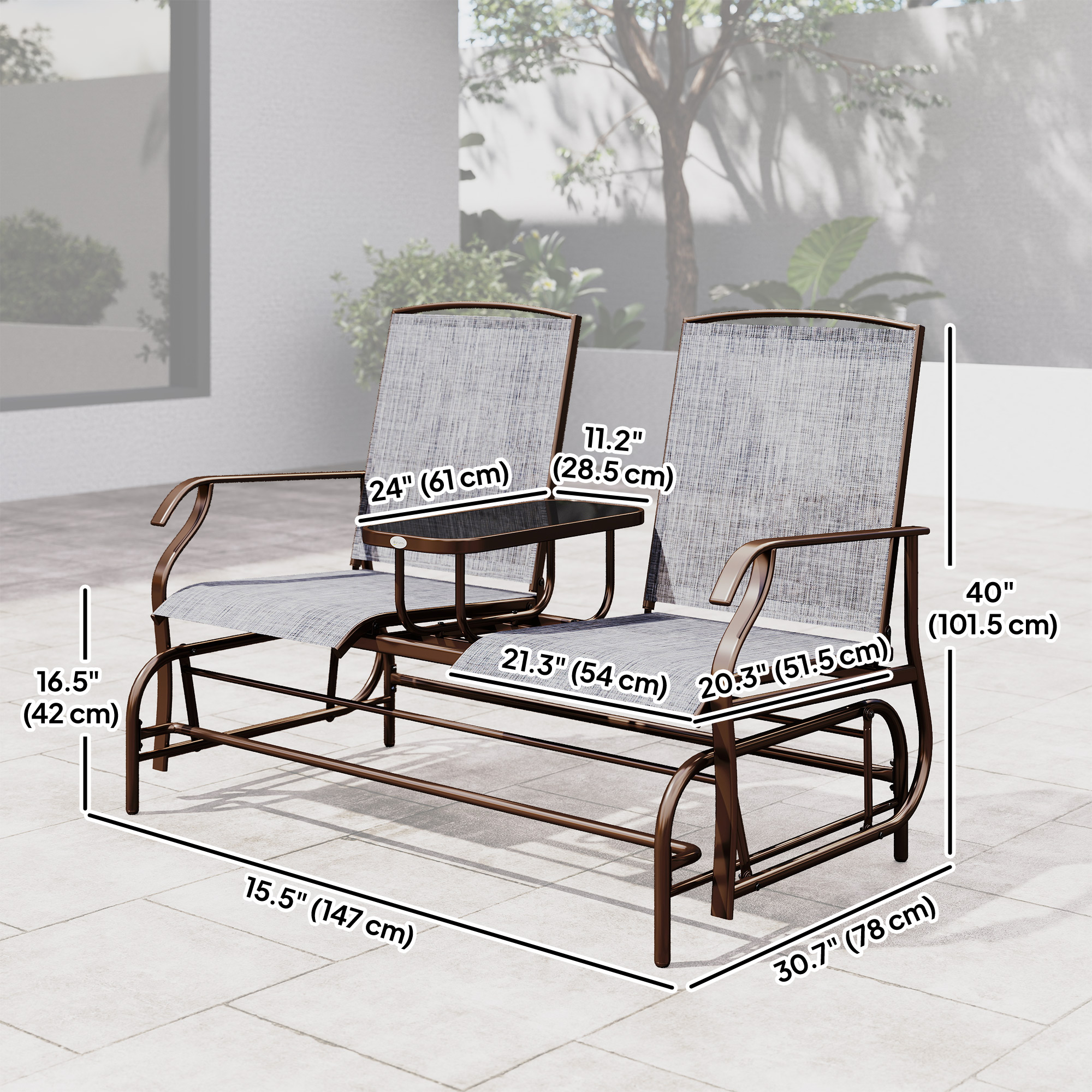 Outsunny Patio Glider Rocking Chair Person Outdoor Loveseat