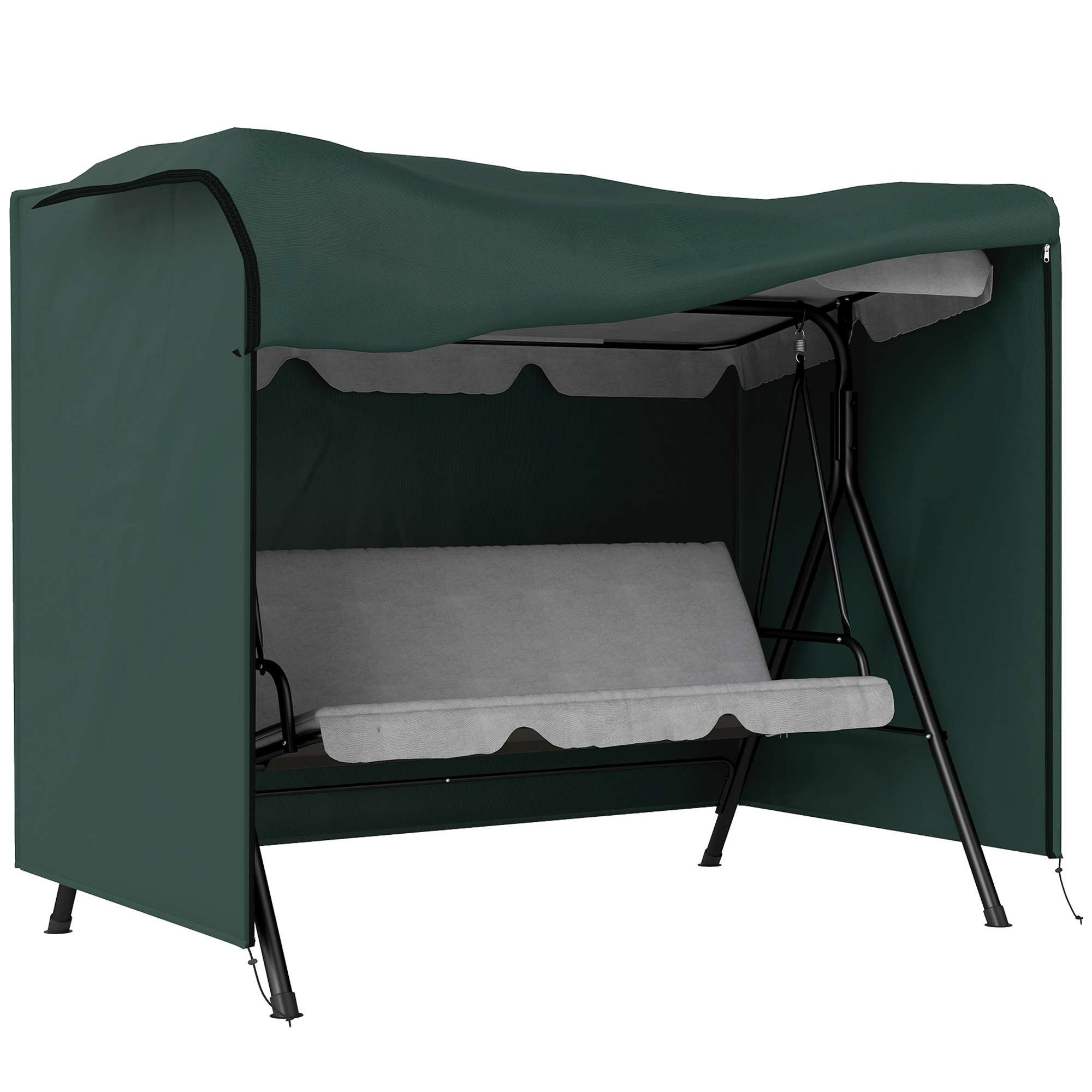 Outsunny Outdoor Patio Hammock Porch Swing Cover with UV, Water, & Dust Fighting Material, 81" x 49" x 65", Dark Green
