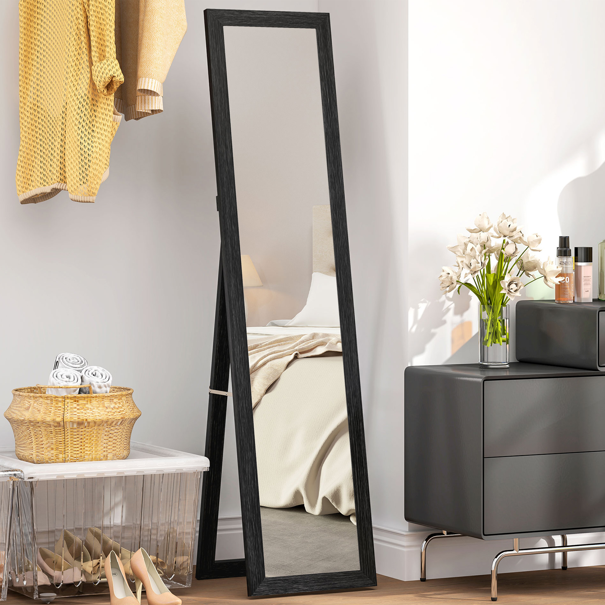 HOMCOM 15" x 62" Full Length Mirror for Bedroom, Free Standing Dressing Mirror, Wall Mirror for Living Room, Black Aosom Canada