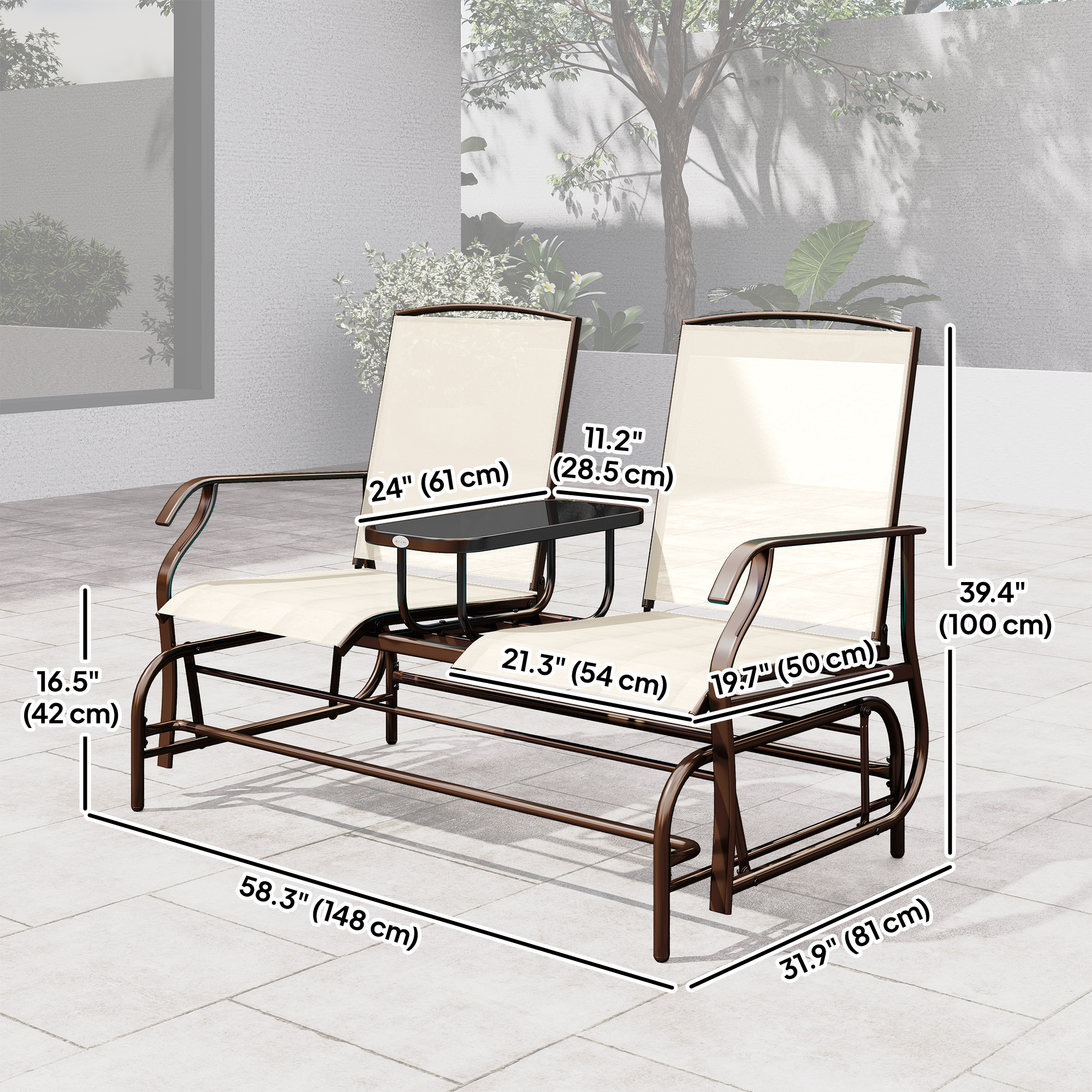 Outsunny Patio Glider Rocking Chair Person Outdoor Loveseat