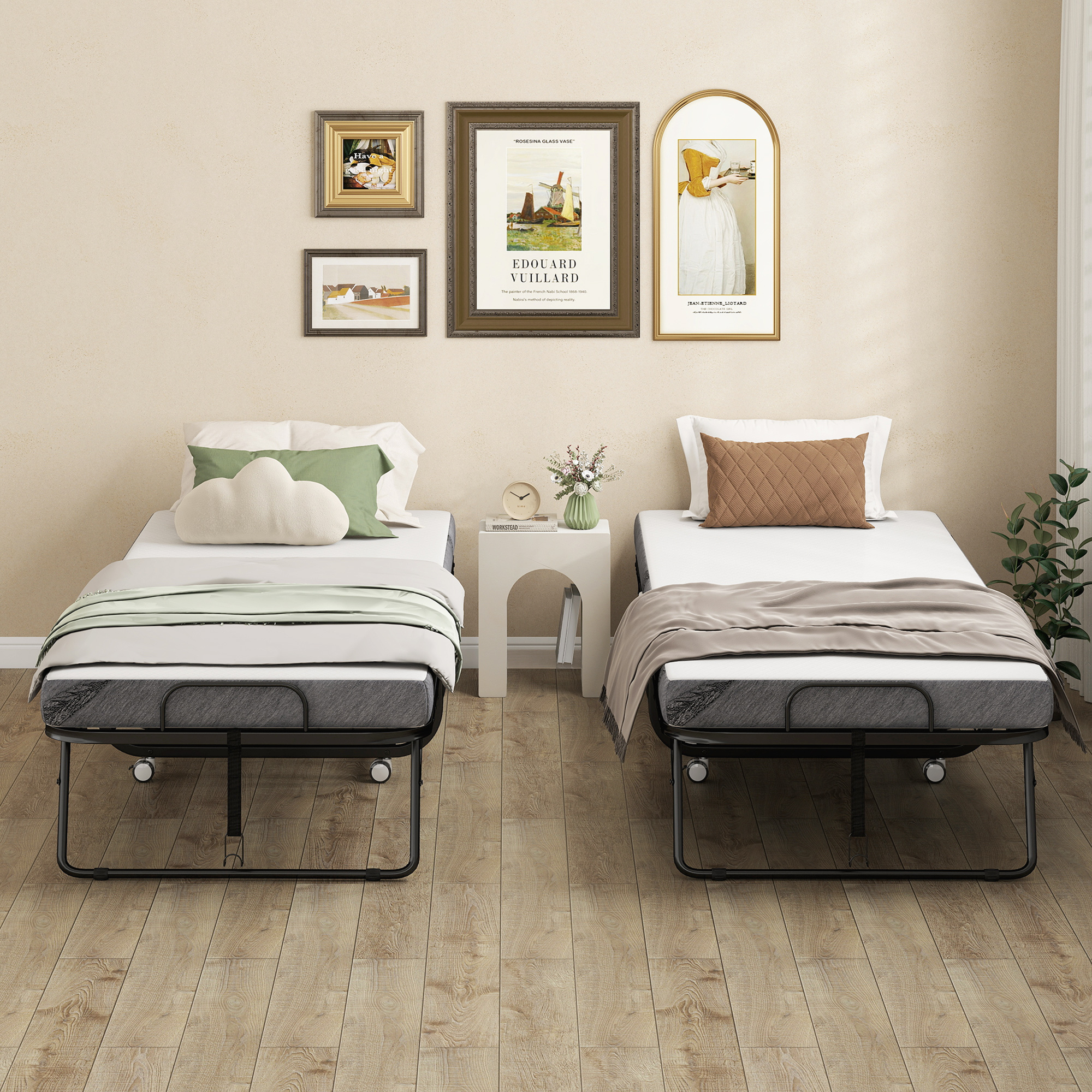 thumbnail image 2 of Feonase Folding Bed With Mattress, Roll Away Beds For Adults Portable Foldable Bed 76 X 38 Fold Up Bed With Metal Frame On Wheels Space Saving 2 of 14