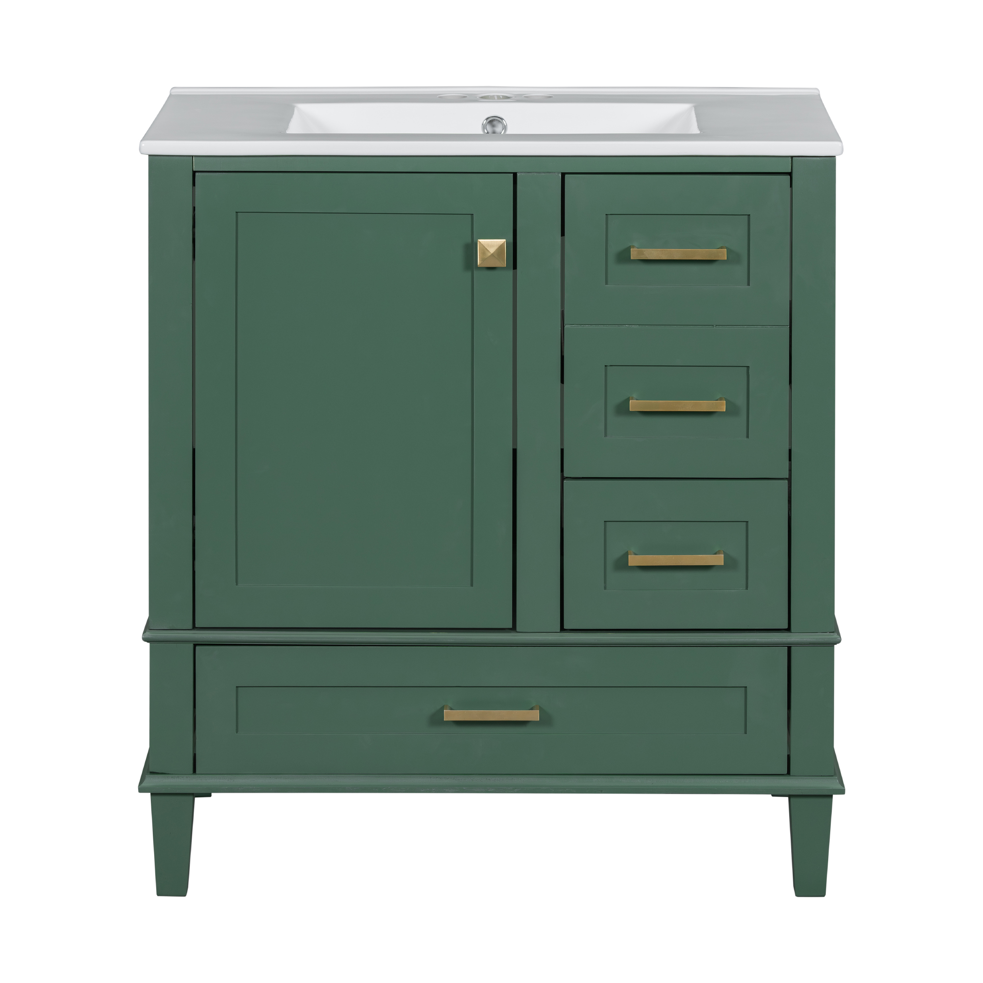 家具 marie Modern Bathroom Vanity with 3 Drawers, Green+White | Aosom