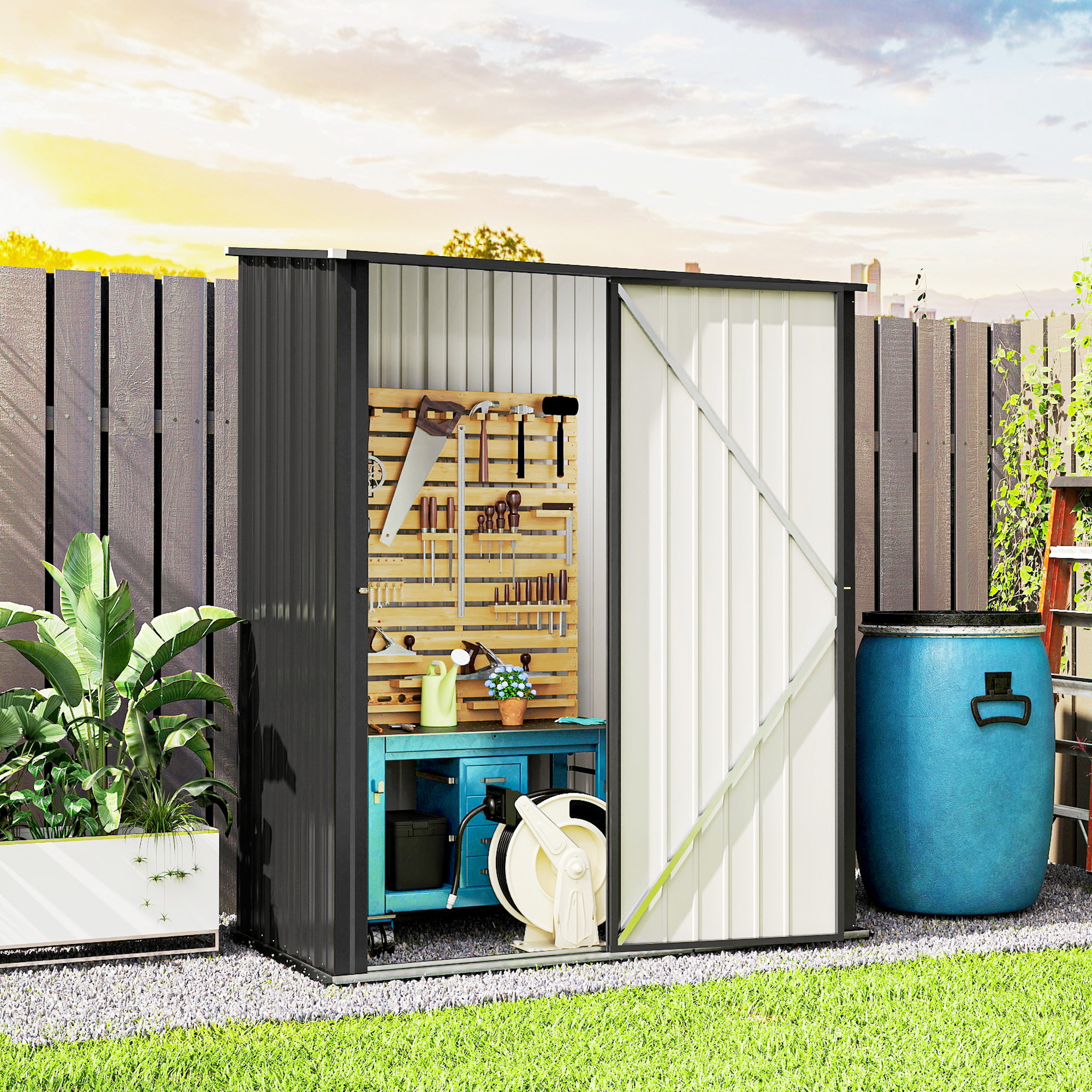 Outsunny 5' x 3' Outdoor Storage Shed, Steel Garden Shed with
