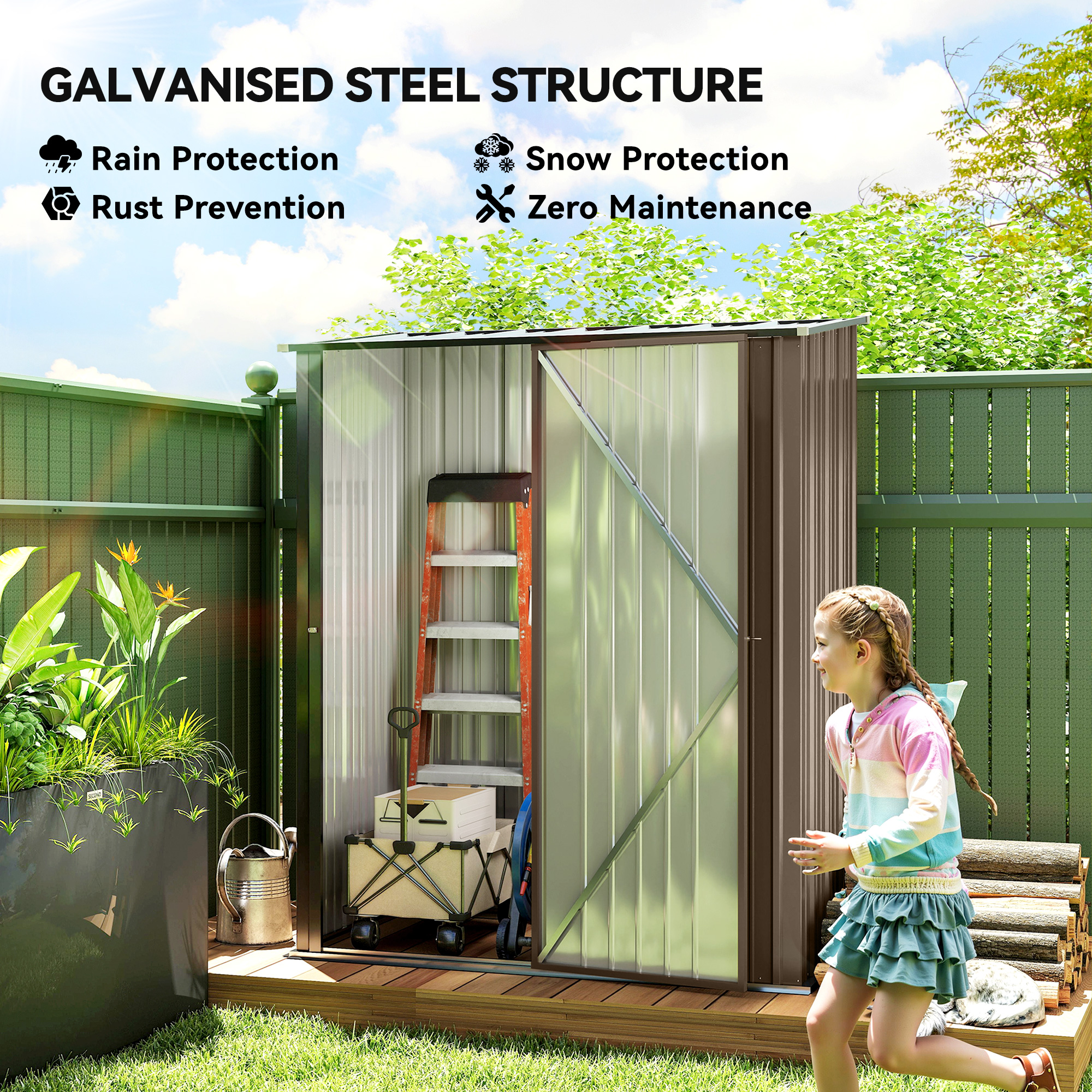 Outsunny 5' x 3' Outdoor Storage Shed, Steel Garden Shed with