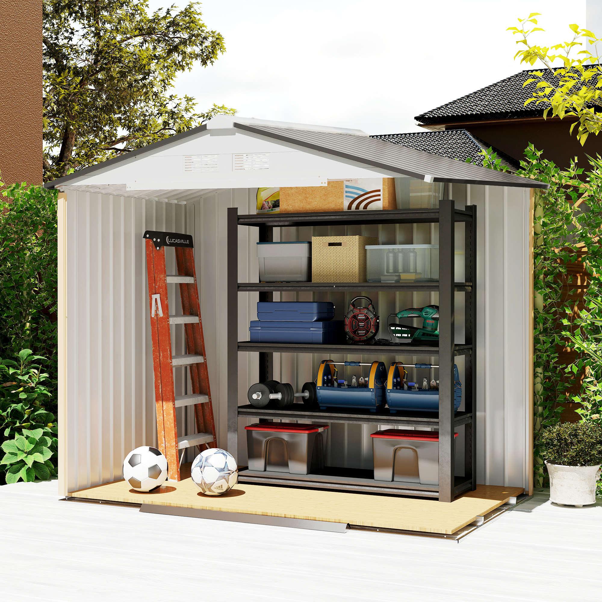 Outsunny 7x4 Garden Tool Shed Metal Storage Shed Silver | Aosom Canada