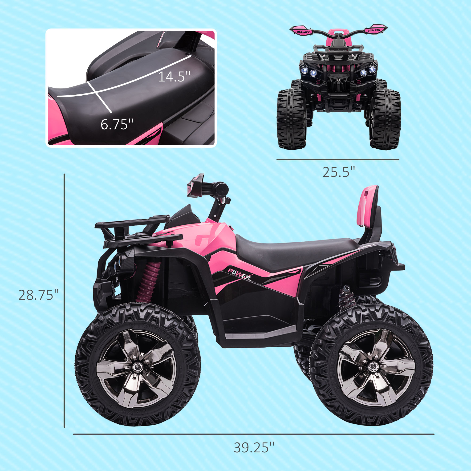 ✳︎4kidsmam✳︎ Aosom 12V 4 Wheeler Kids ATV with Music, Headlights for 37-60
