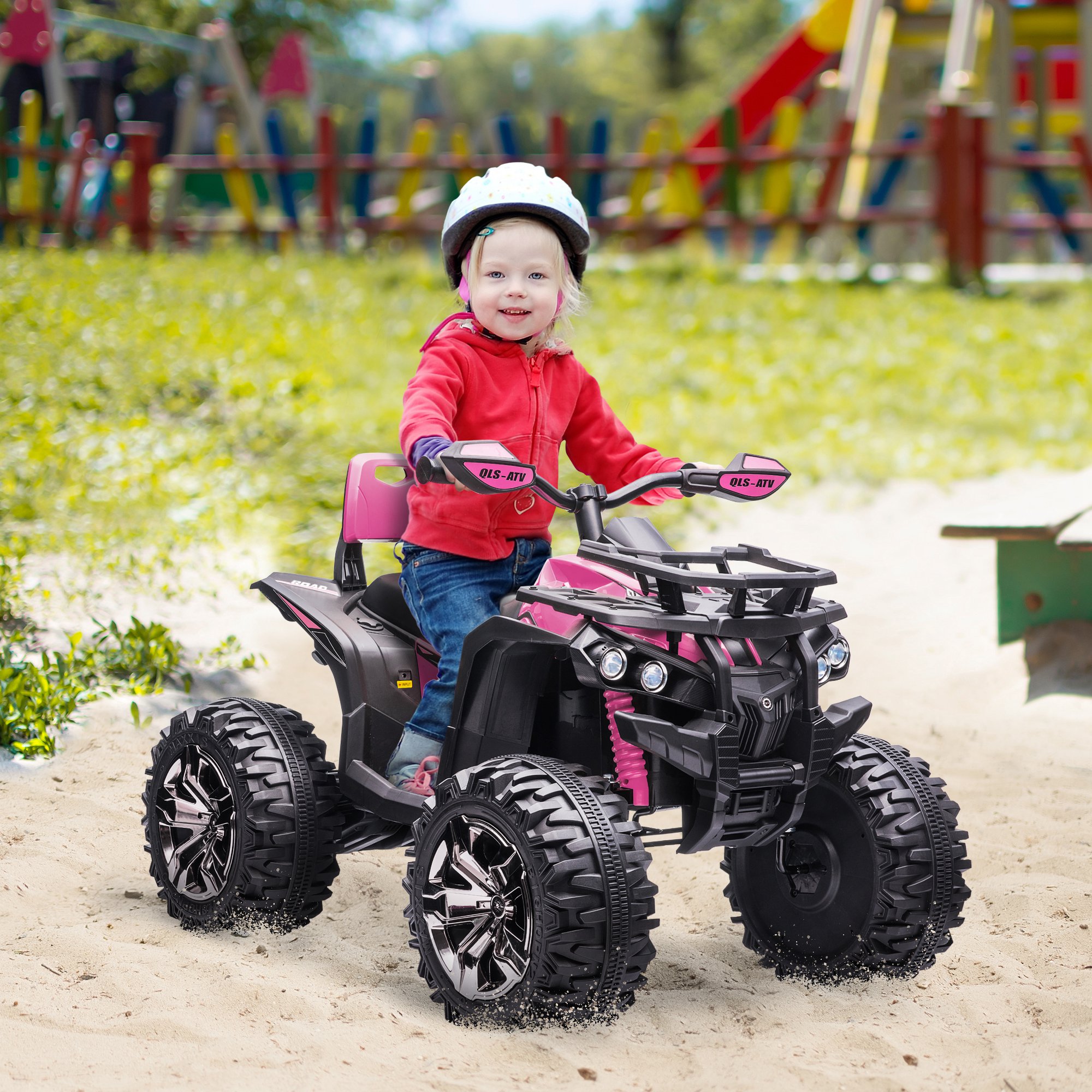 Aosom 12V 4 Wheeler Kids ATV with Music, Headlights for 37-60