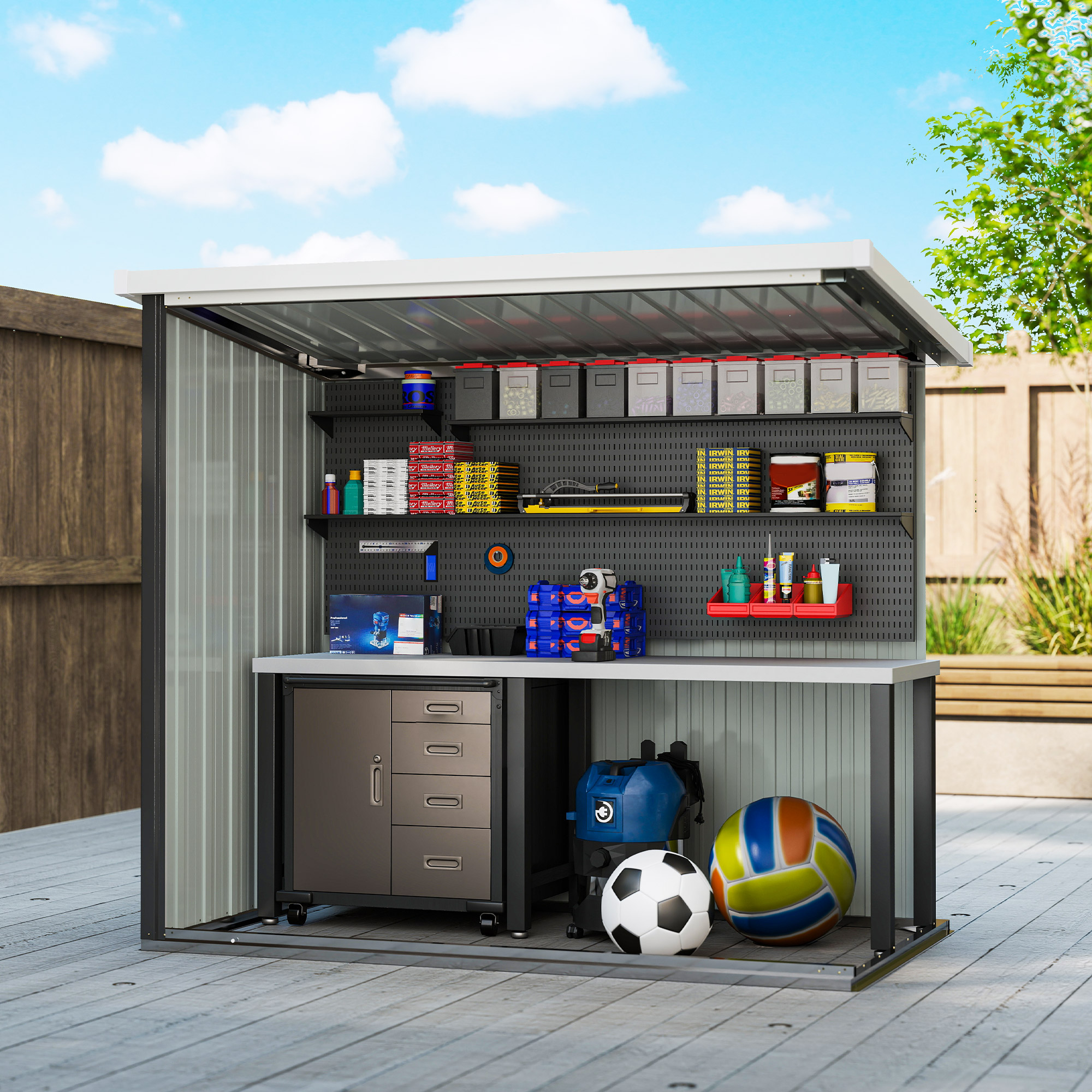 Outsunny Metal Garden Storage Shed Double-Door Green | Aosom