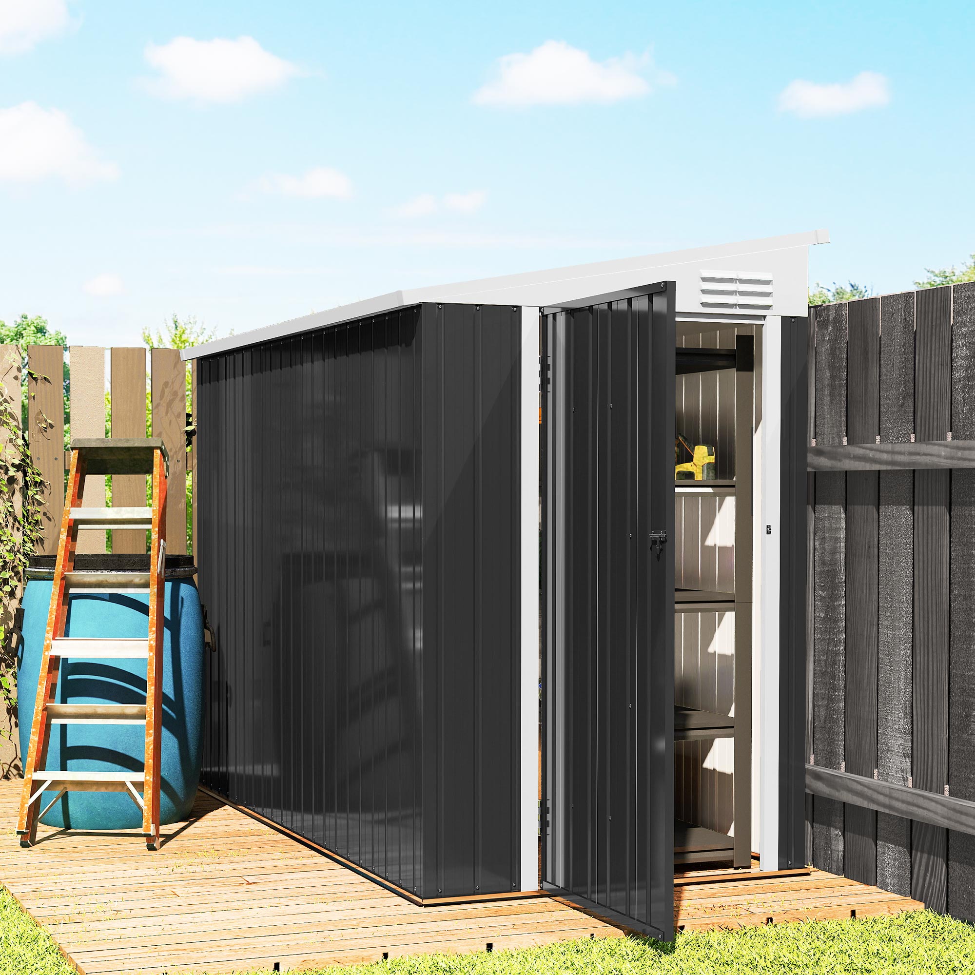 トップス neighborhood home setup Outsunny 4' x 8' Garden Storage Shed Lean to Shed Outdoor
