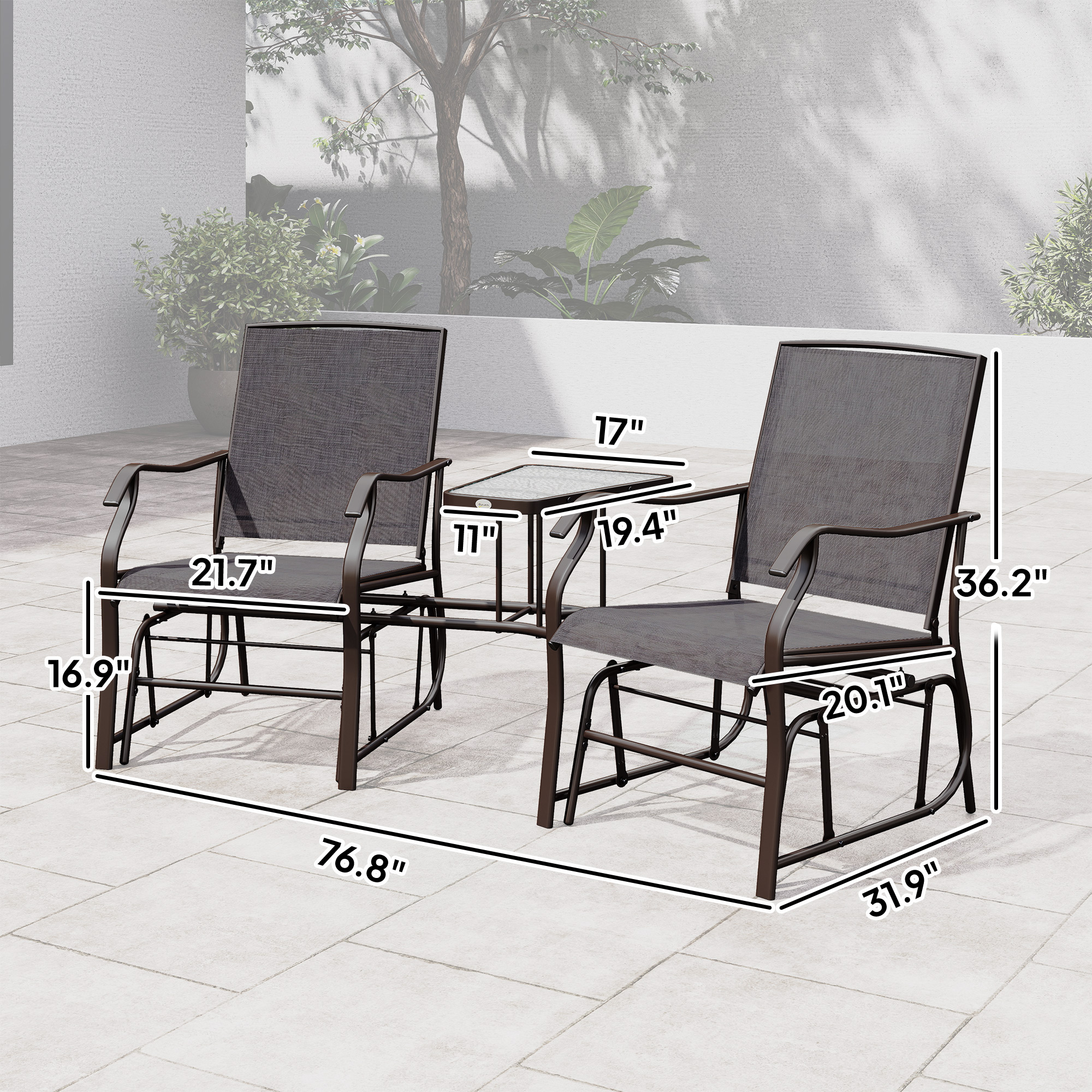 Outsunny Two Person Backyard Patio Deck Steel Metal Sling