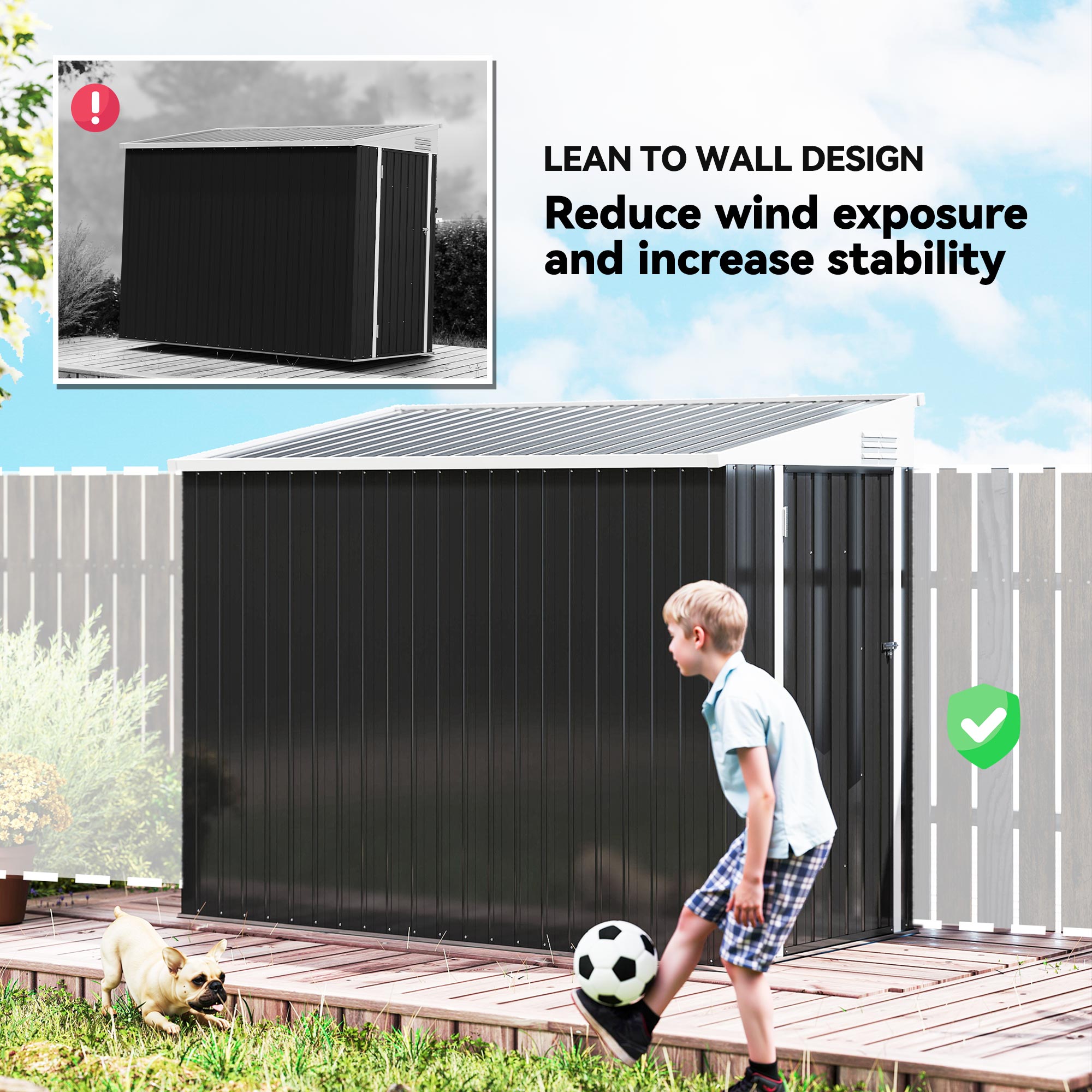 Outsunny 4' x 8' Garden Storage Shed Lean to Shed Outdoor Metal