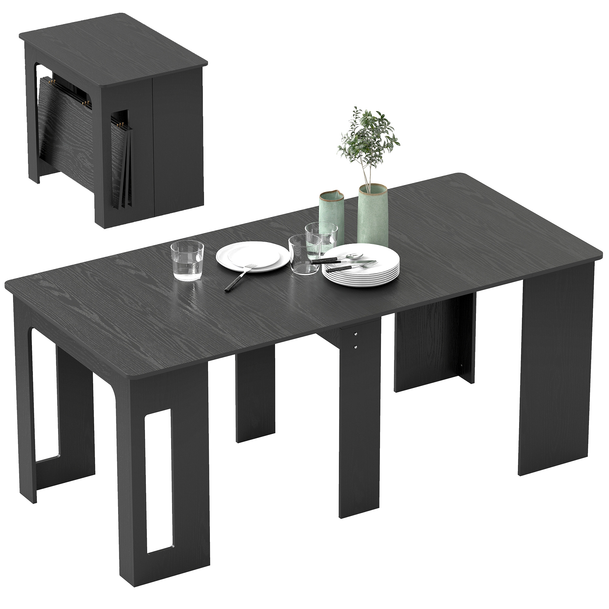 HOMCOM Extendable Dining Table, Expandable Kitchen Table for Small