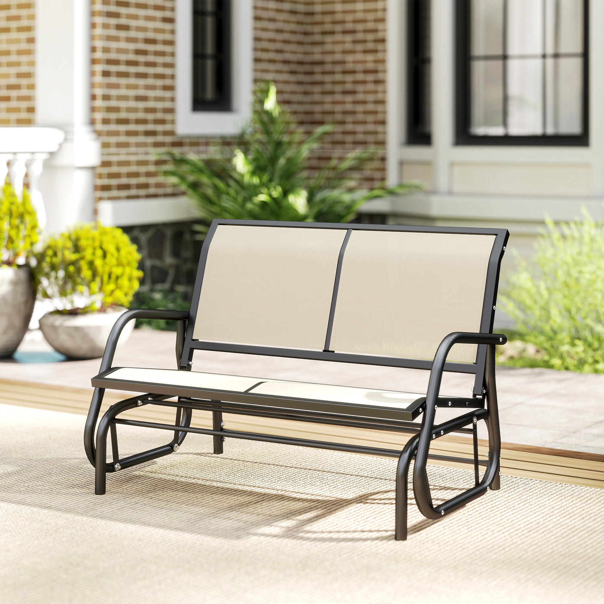 Outsunny 2-Person Outdoor Glider Bench Patio Double Swing