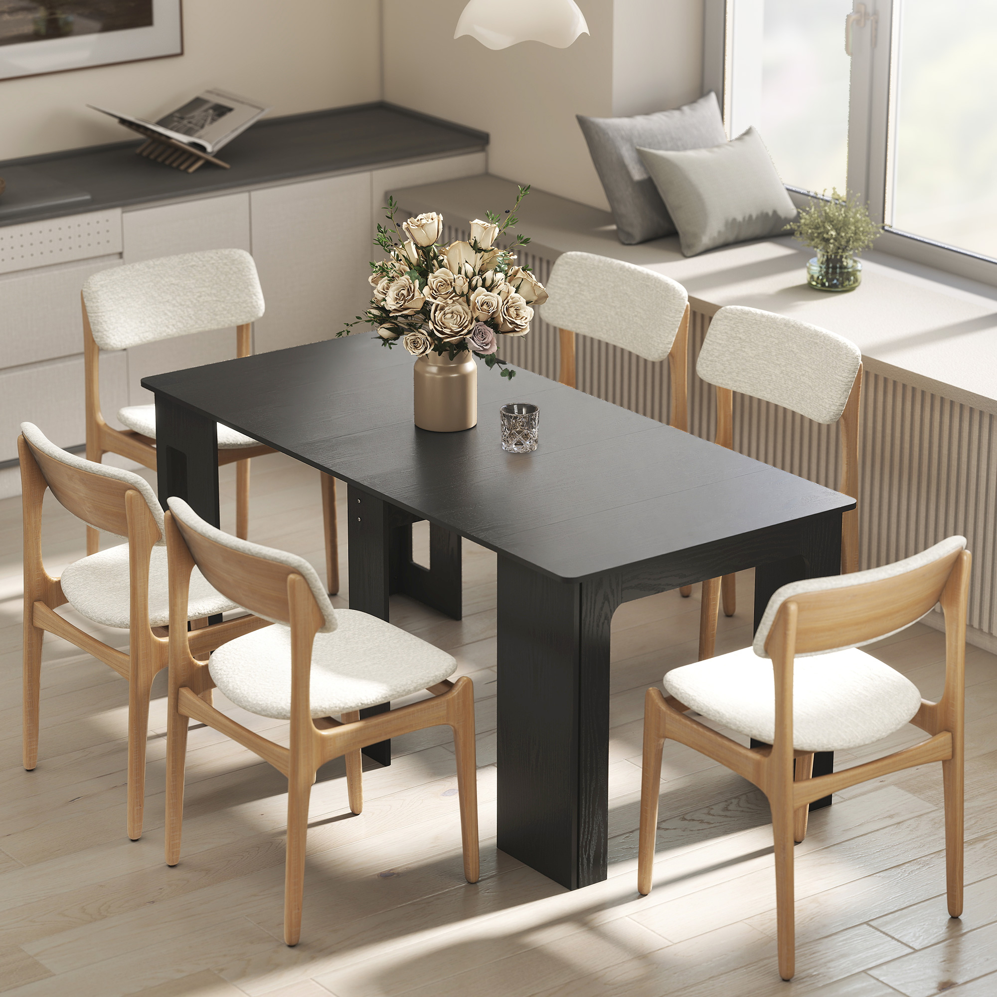 HOMCOM Extendable Dining Table, Expandable Kitchen Table for Small