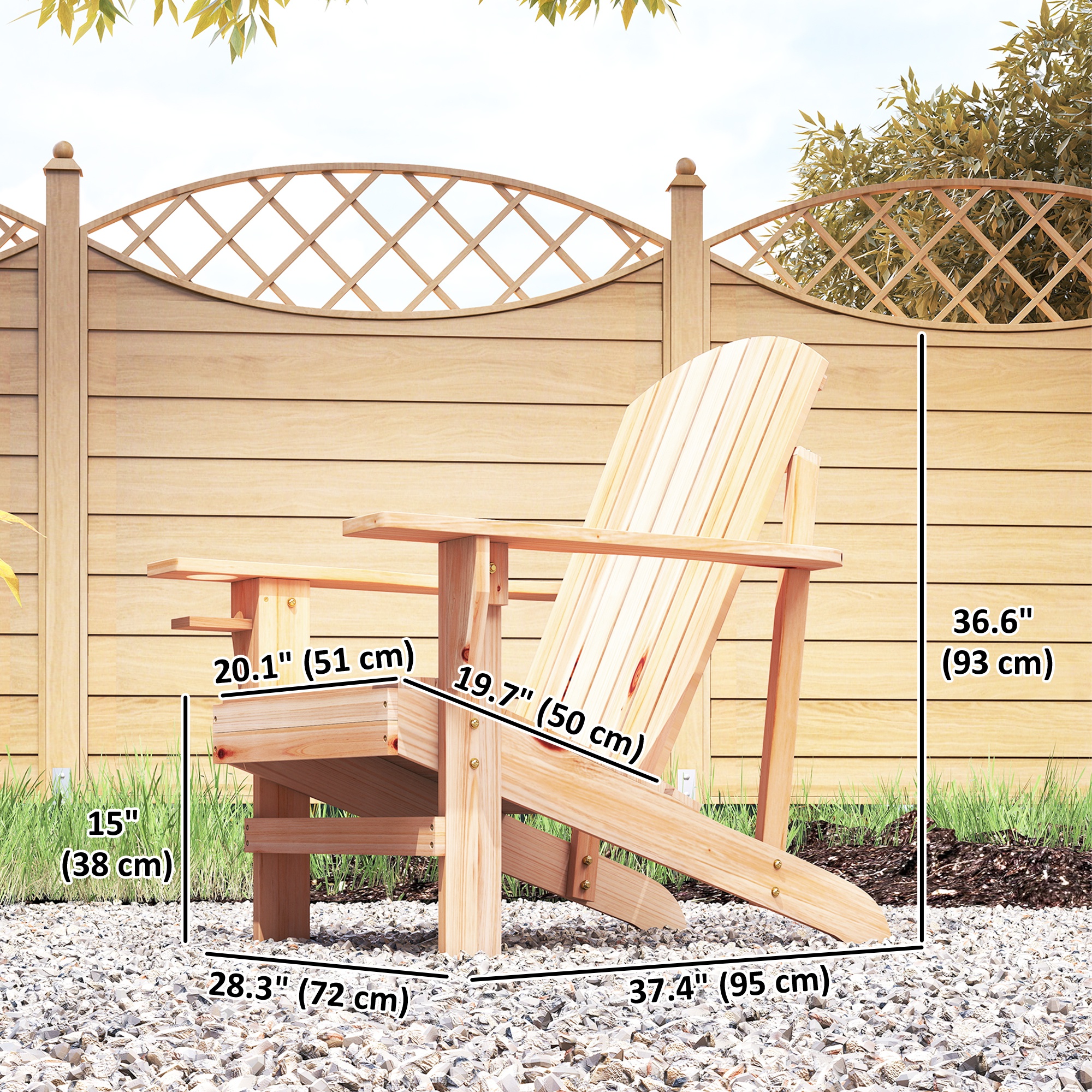 Outsunny Classic Adirondack Chair, Garden Deck Chair with Cup