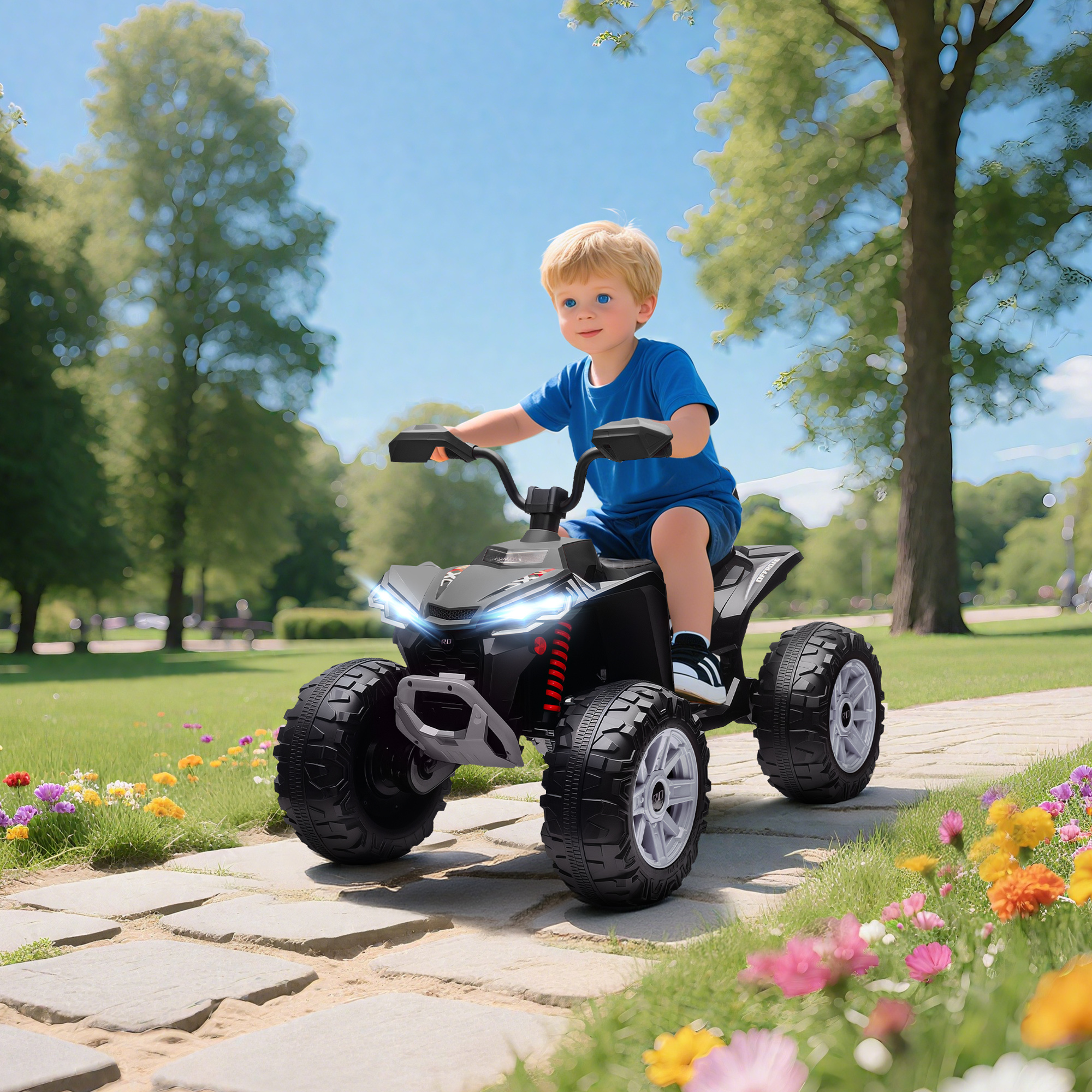 Qaba 2-Seater All-Terrain 4 Wheeler, 24V Kids ATV Ride-On, Electric Quad Car with Dual Motor, for Boys and Girls, Black Aosom Canada