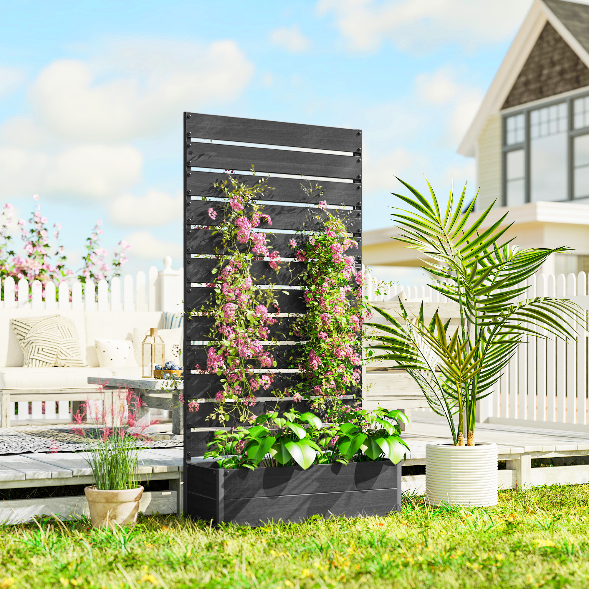 outdoor wood trellis Floral Metal Trellis main image 1