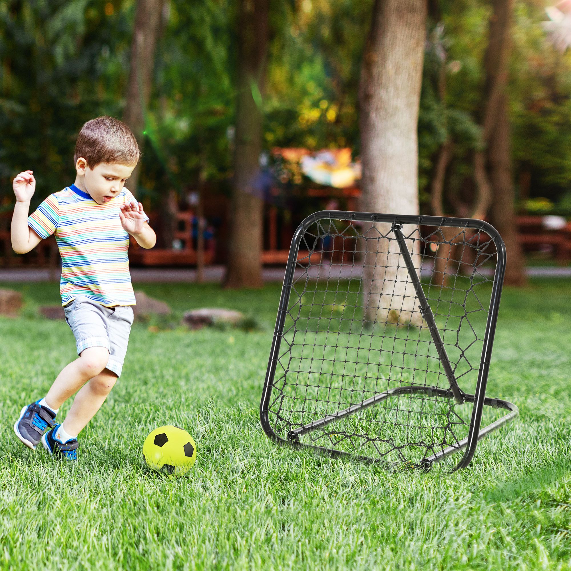Soozier Soccer Rebounder Net, 3' x 3', Angle Adjustable Baseball Rebounder Net Training Equipment Aid with Quick Folding Design for Teens & Adults, Kickback Target Goal Play Aosom Canada