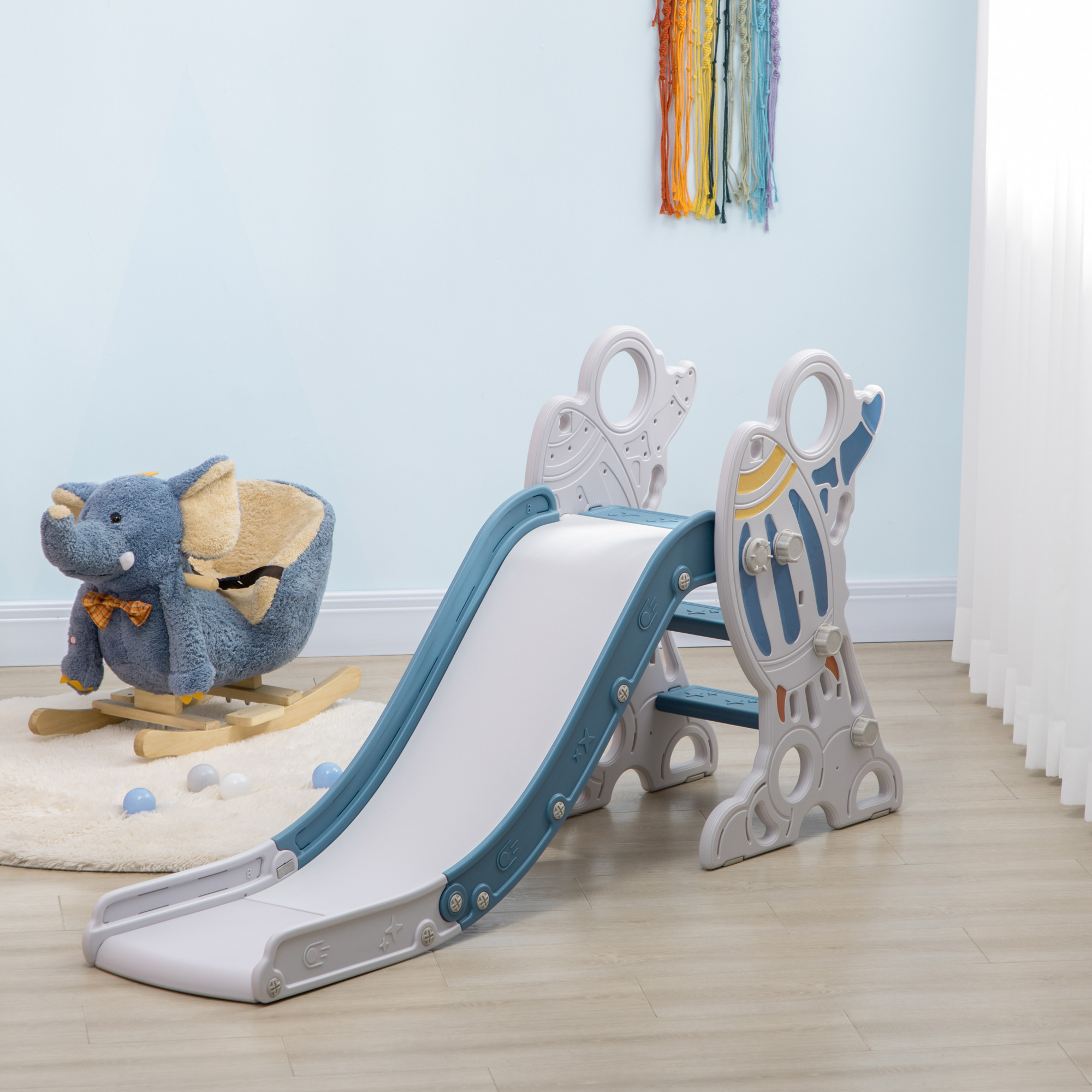 Qaba Toddler Slide Indoor for Kids 1.5-3 Years Old, Space Theme