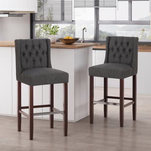 2 Sets of Modern Bar Stool with Commercial Grade, Seat with Metal Legs and High-Density Fabric Seat, 19" L x 23.5" W x 44.5" H, Gray Aosom Canada