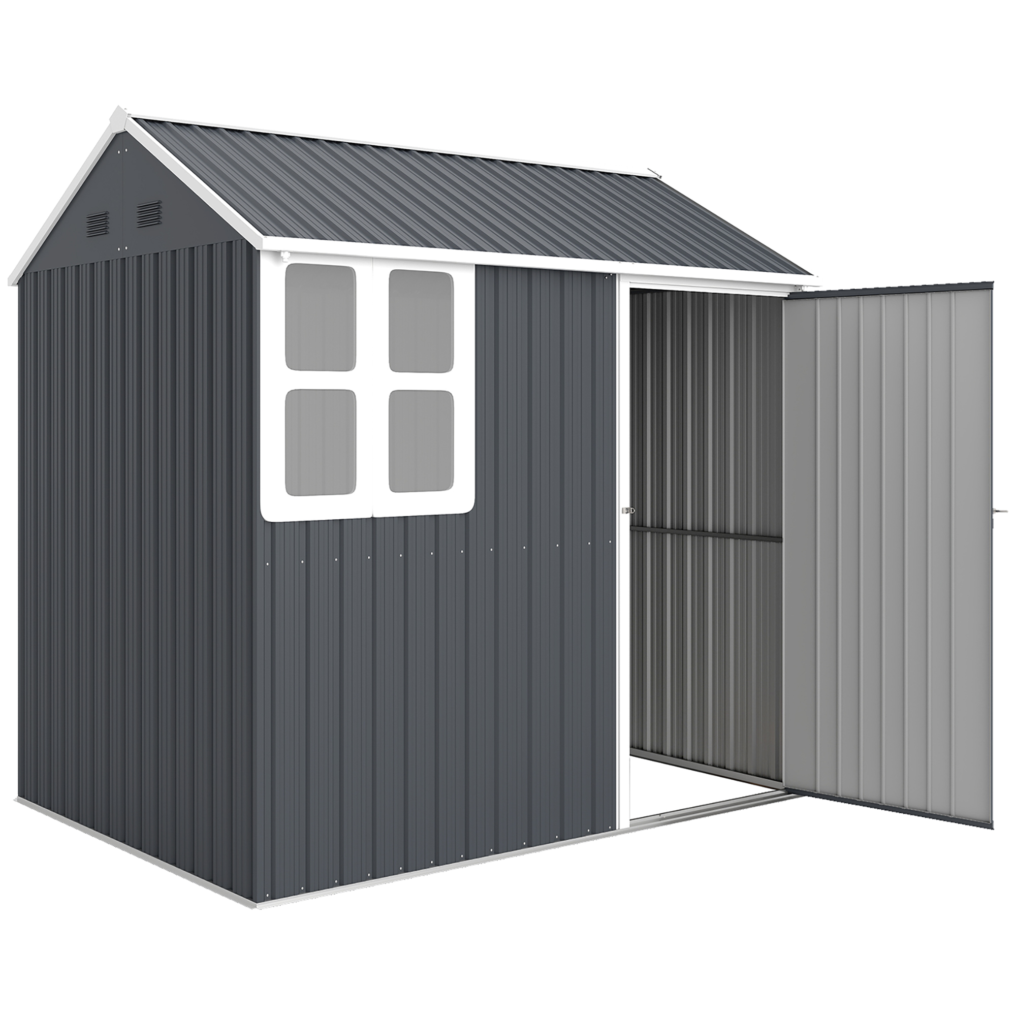 Outsunny 7' x 5.5' Metal Garden Storage Shed, Outdoor Tool