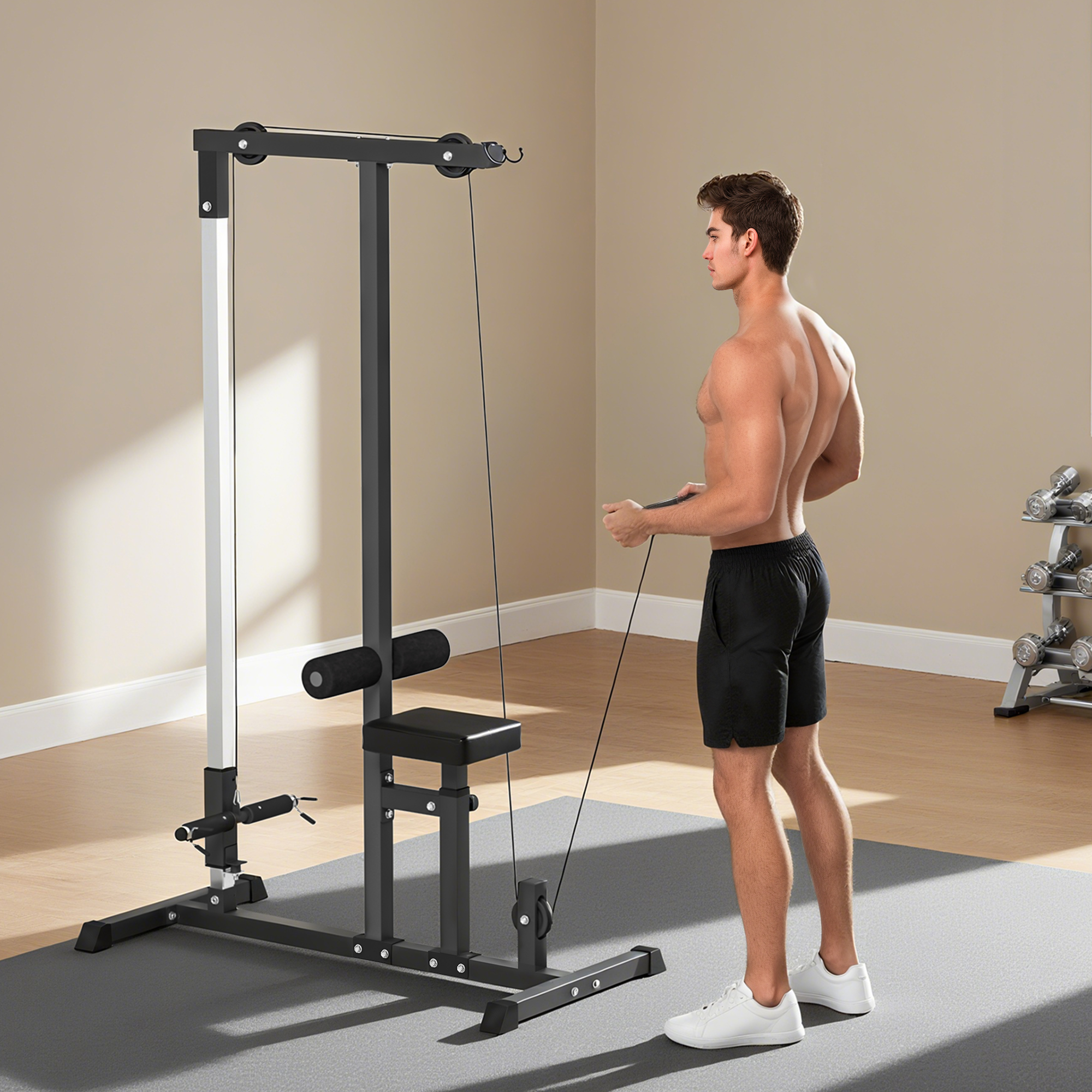 Soozier Exercise Pulldown Weight Machine with 3 Adjustable Cable ...
