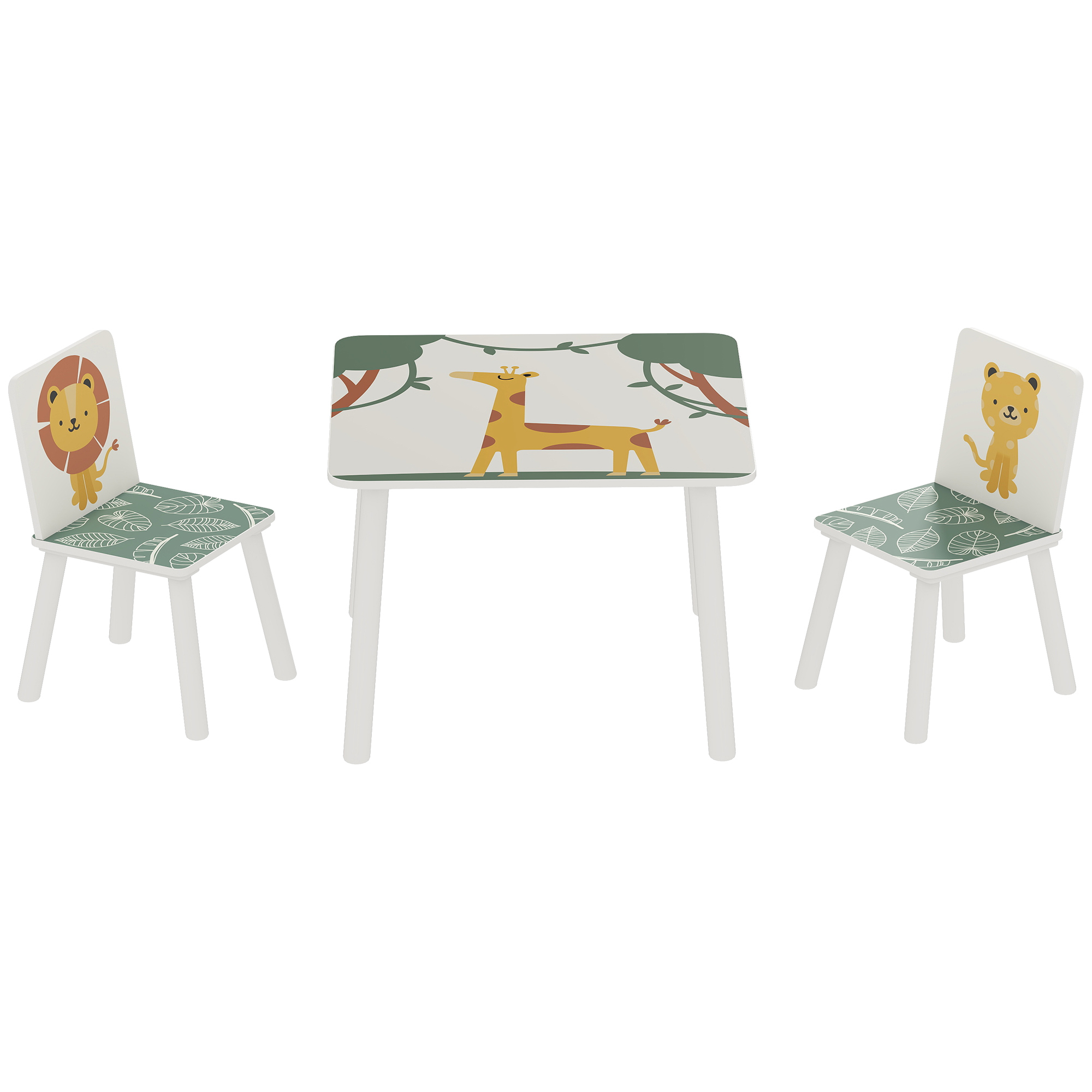Qaba 3-Piece Kids Toddler Table and Chair Set Furniture for Boys and Girls Aged 3-8, Bedroom, Nursery, Playroom, Green