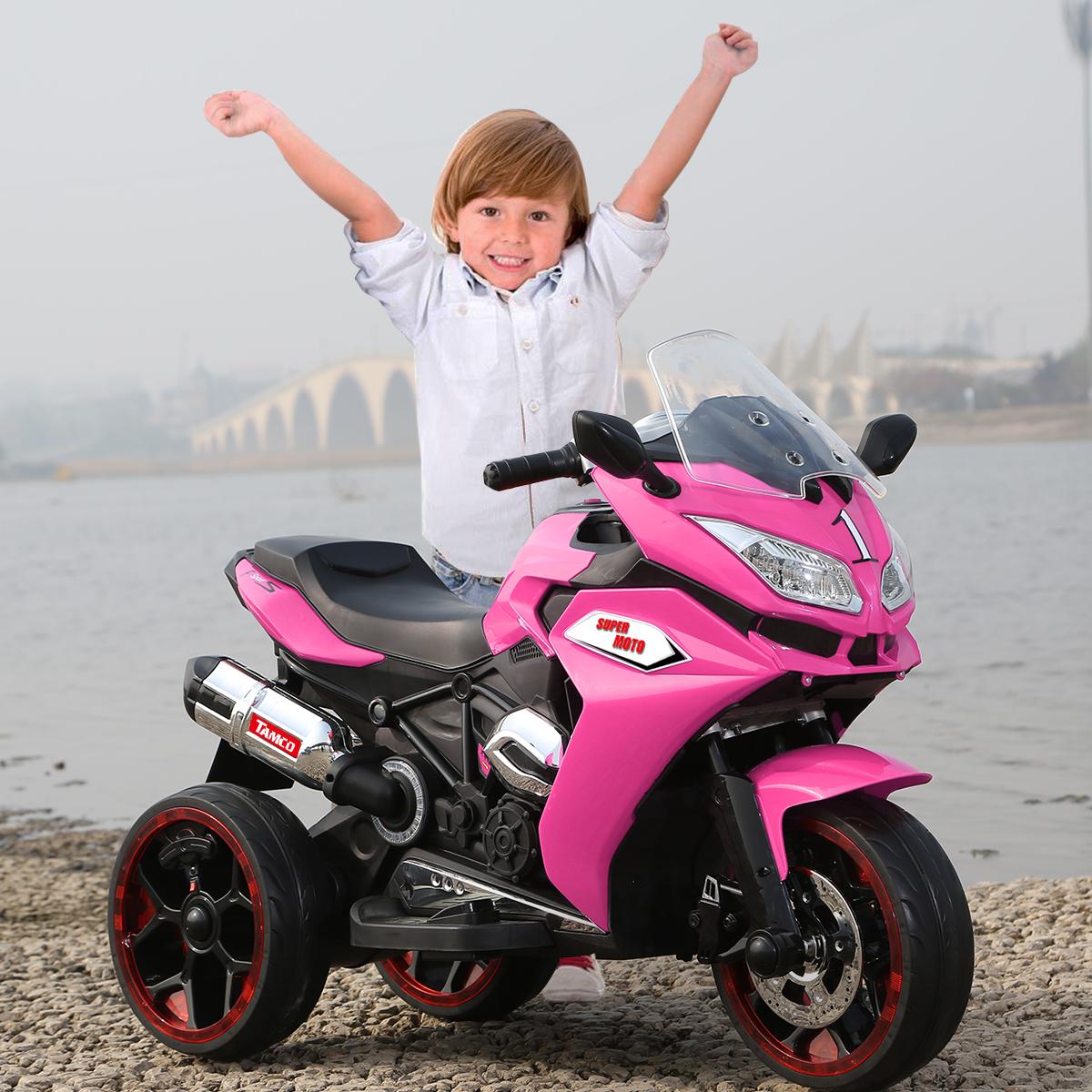 12V Kids Electric Ride-On Motorcycle with LED Headlight and Lighting Wheels, Motorbike Perfect for Ages 3–6, 41.5" L x 18" W x 25" H, Pink