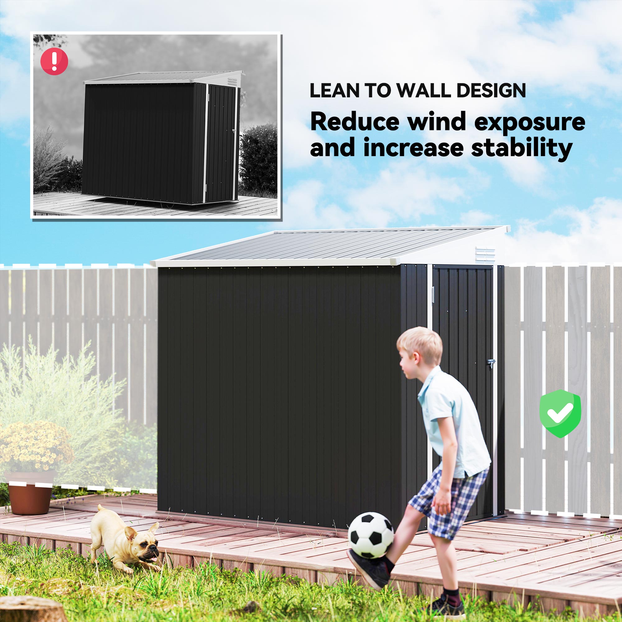 Outsunny 4' x 6' Garden Storage Shed Lean to Shed Outdoor Metal