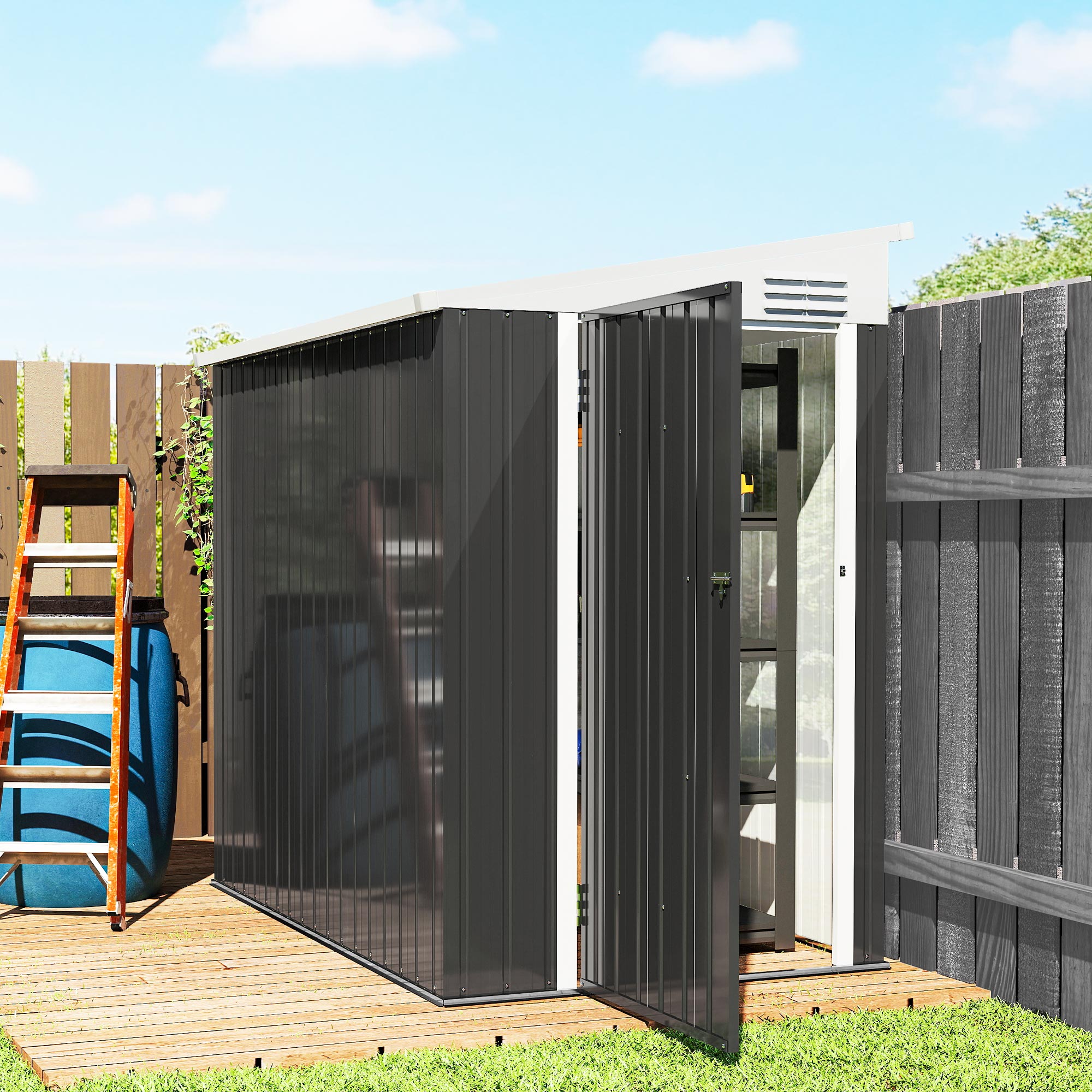 Outsunny 4' x 6' Garden Storage Shed Lean to Shed Outdoor