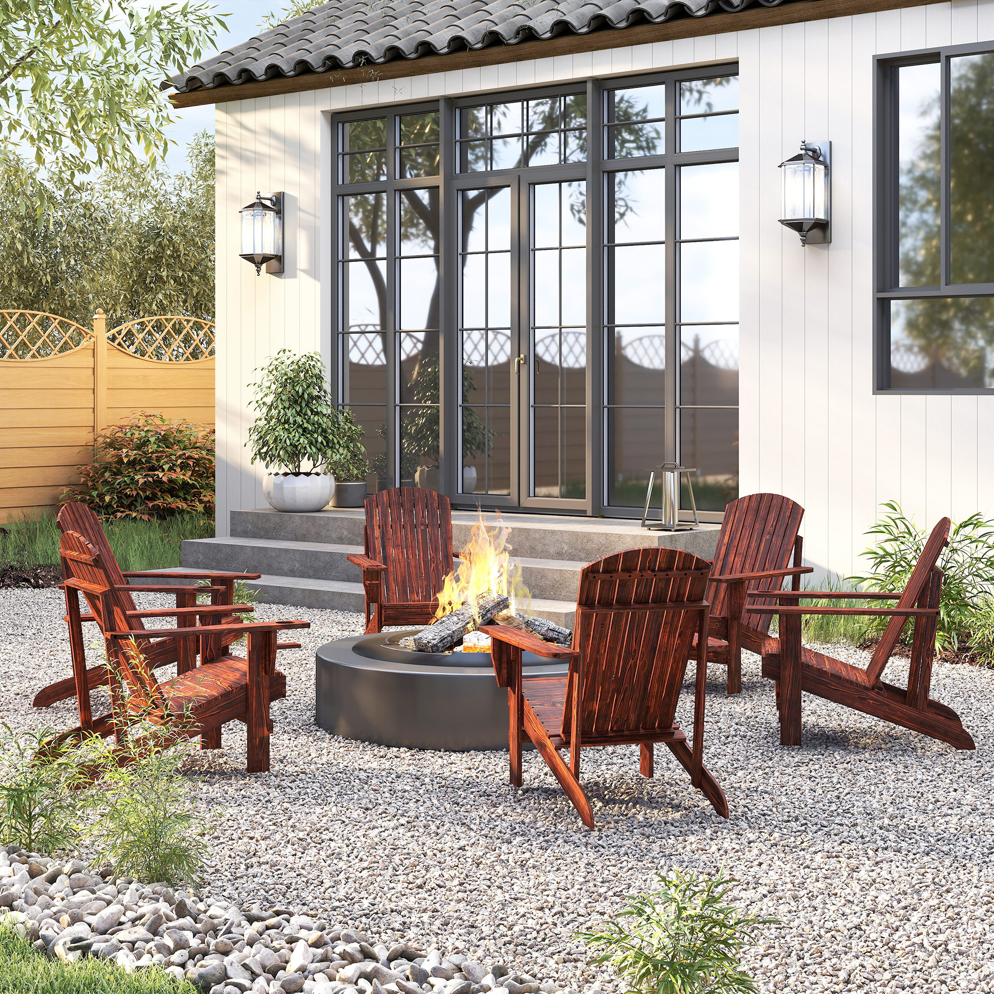 Outsunny Outdoor Classic Wooden Adirondack Deck Lounge Muskoka