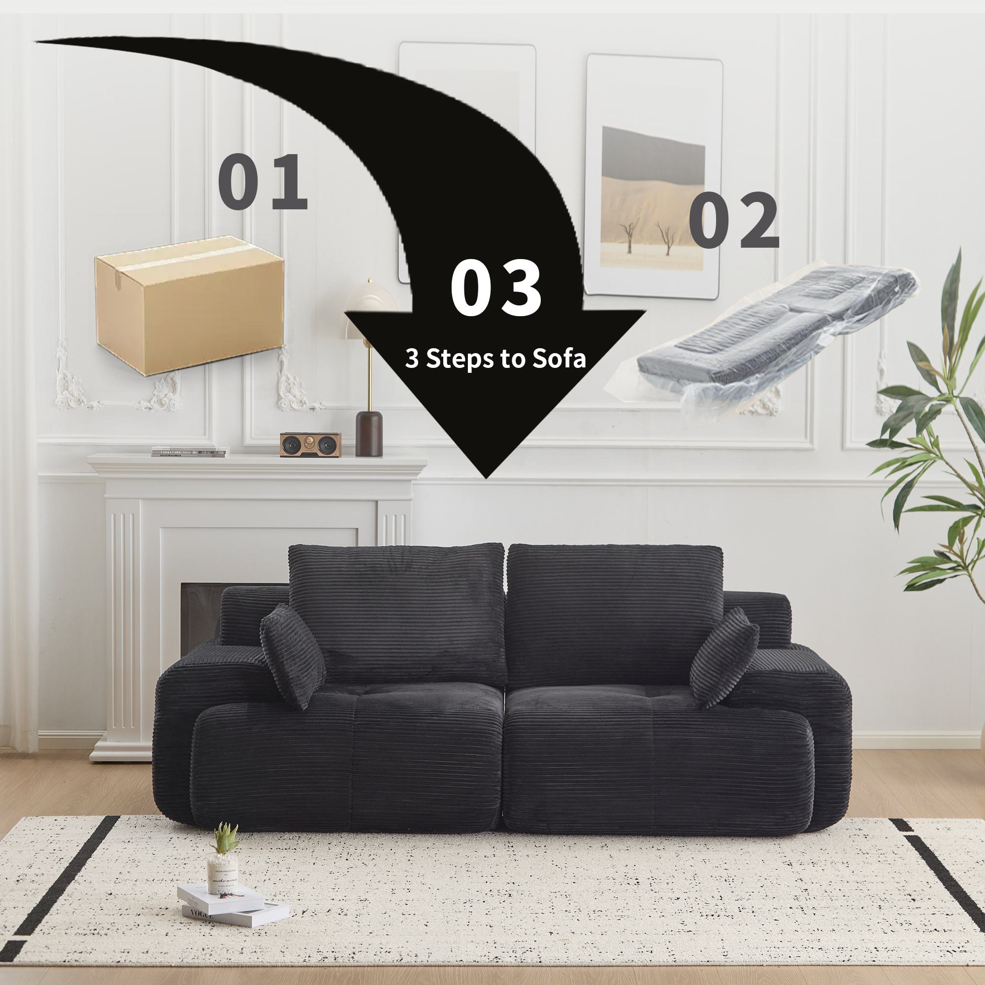 クロコ調 2seaters Sofa 2-Seater Modern Memory Foam Sofa with Pet-Friendly Corduroy Fabric